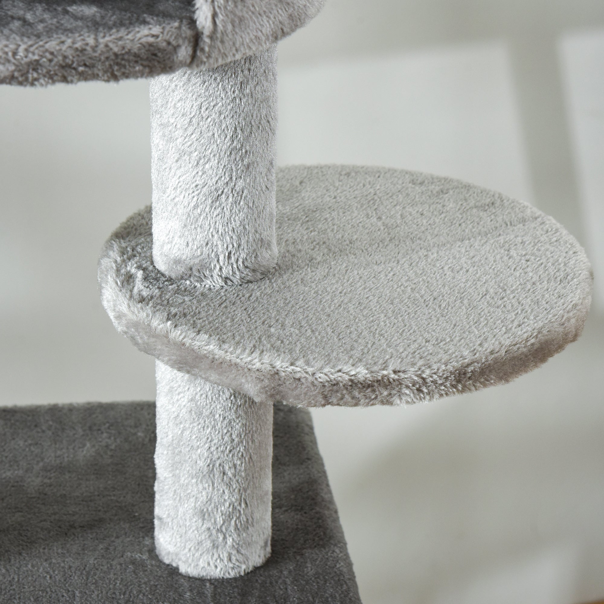 Cat Tree Ceiling High Climbing Tree with Cat Toy Sisal Plush Light Gray Height Adjustable 60 x 40 x 225-255 cm
