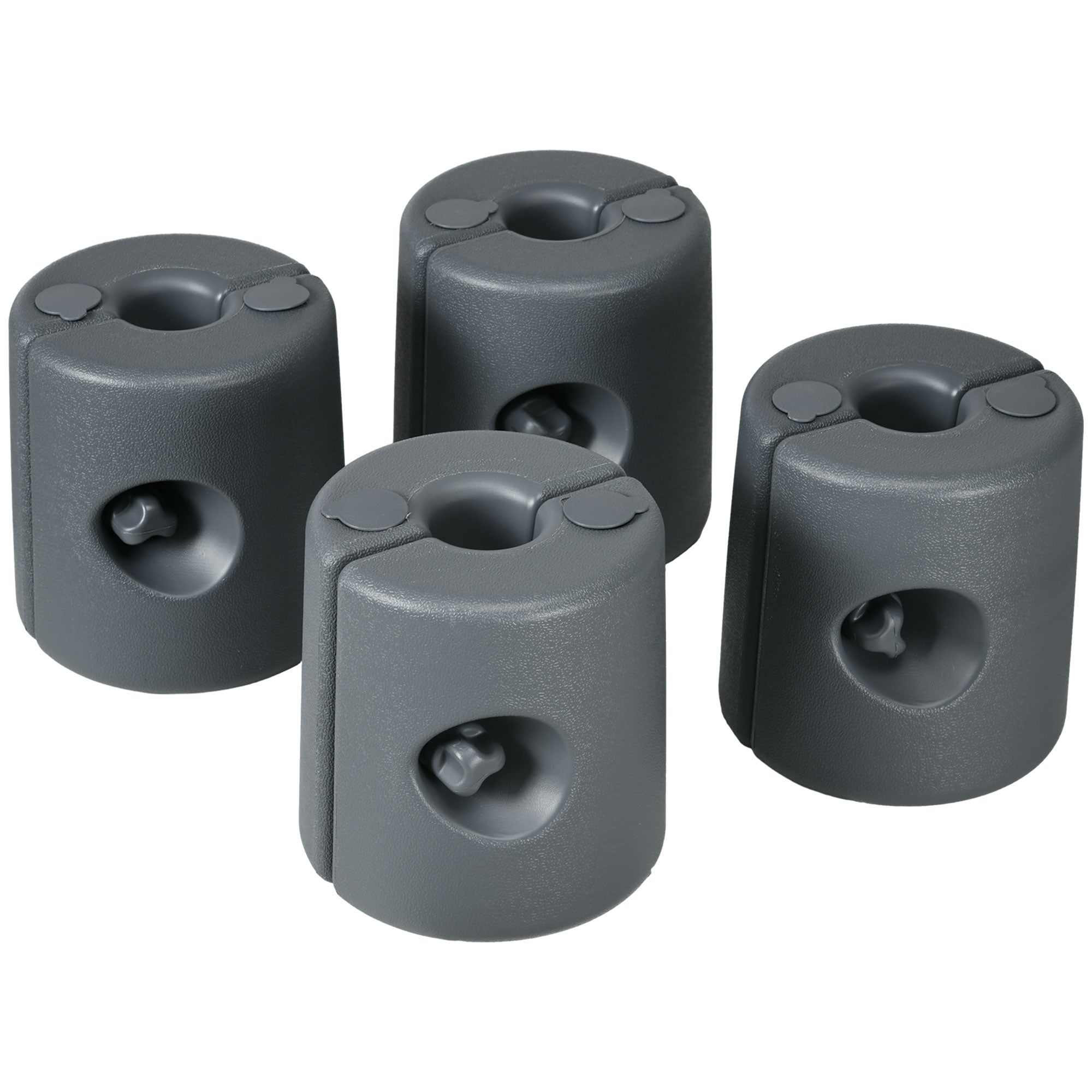 Set of 4 Pop-Up Canopy Leg Weights — Fill with Water or Sand, HDPE Ground Weights with Security Screws, Gray