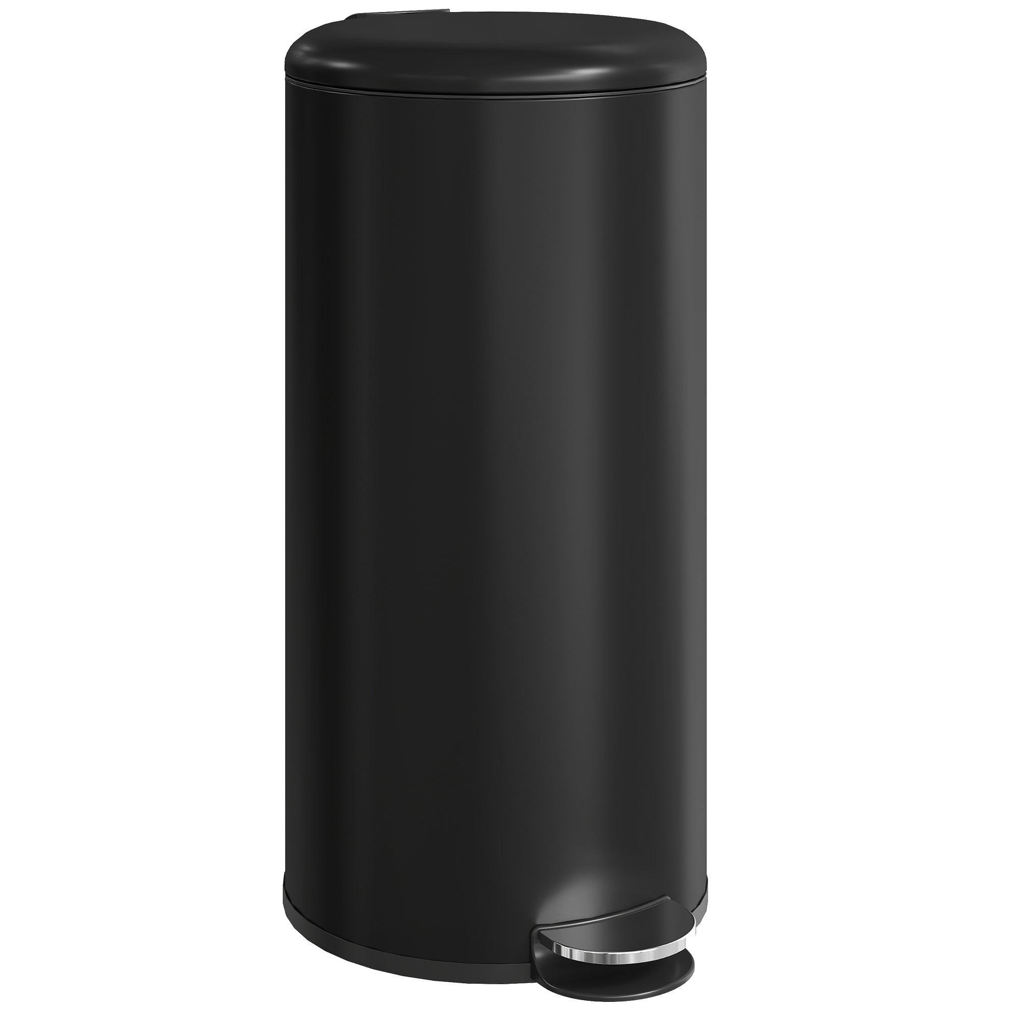 30 L Step Trash Can with Lid and Foot Pedal, Removable Inner Bin, Soft-Close for Living Room, Office — Black, 36 x 30 x 63.5 cm (14.2 x 11.8 x 25.0 in)