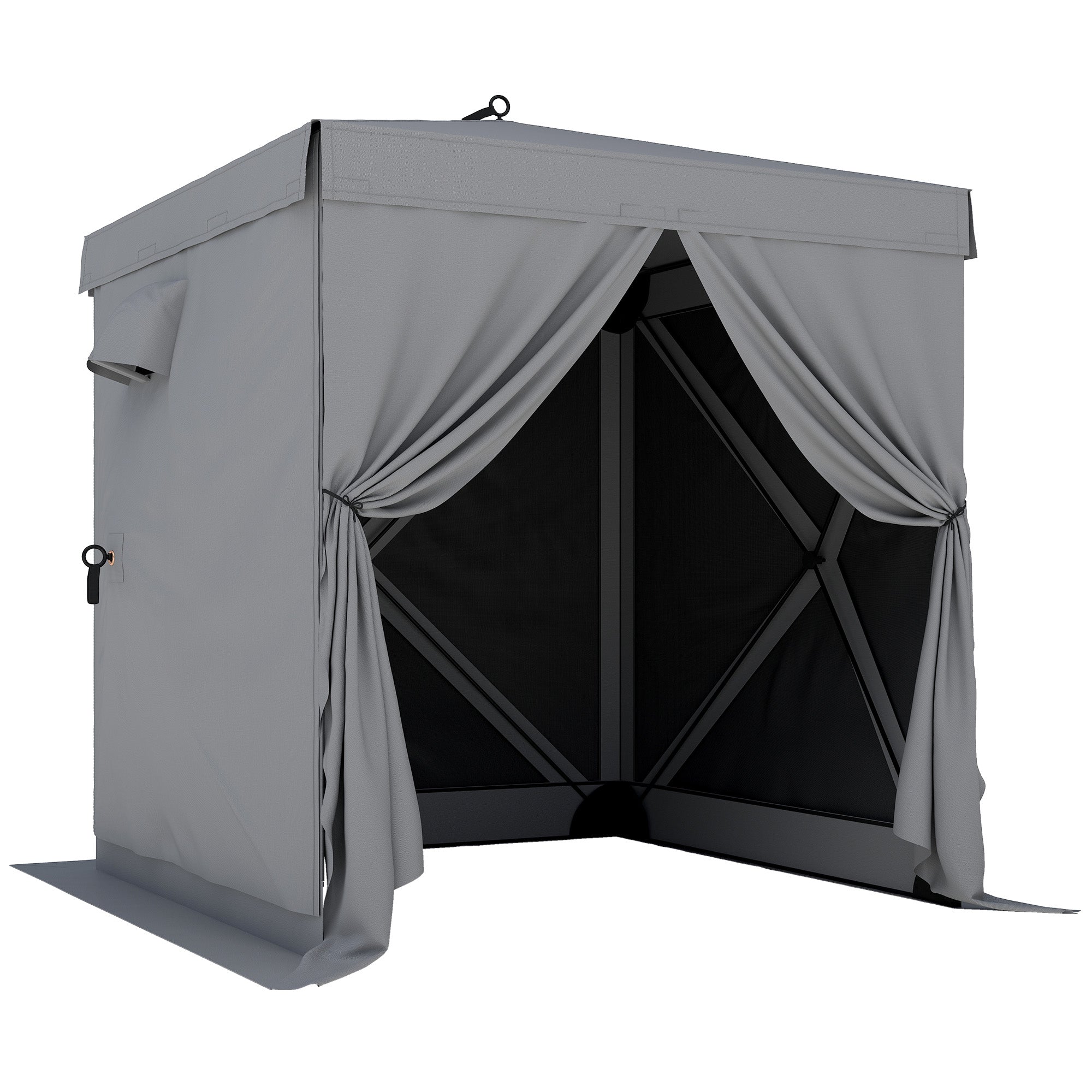 6'1" x 6'1" Waterproof Pop-Up Gazebo — Stable, All-Weather, 4 Mesh Side Panels, UPF30+, Foldable Party Tent — Dark Gray
