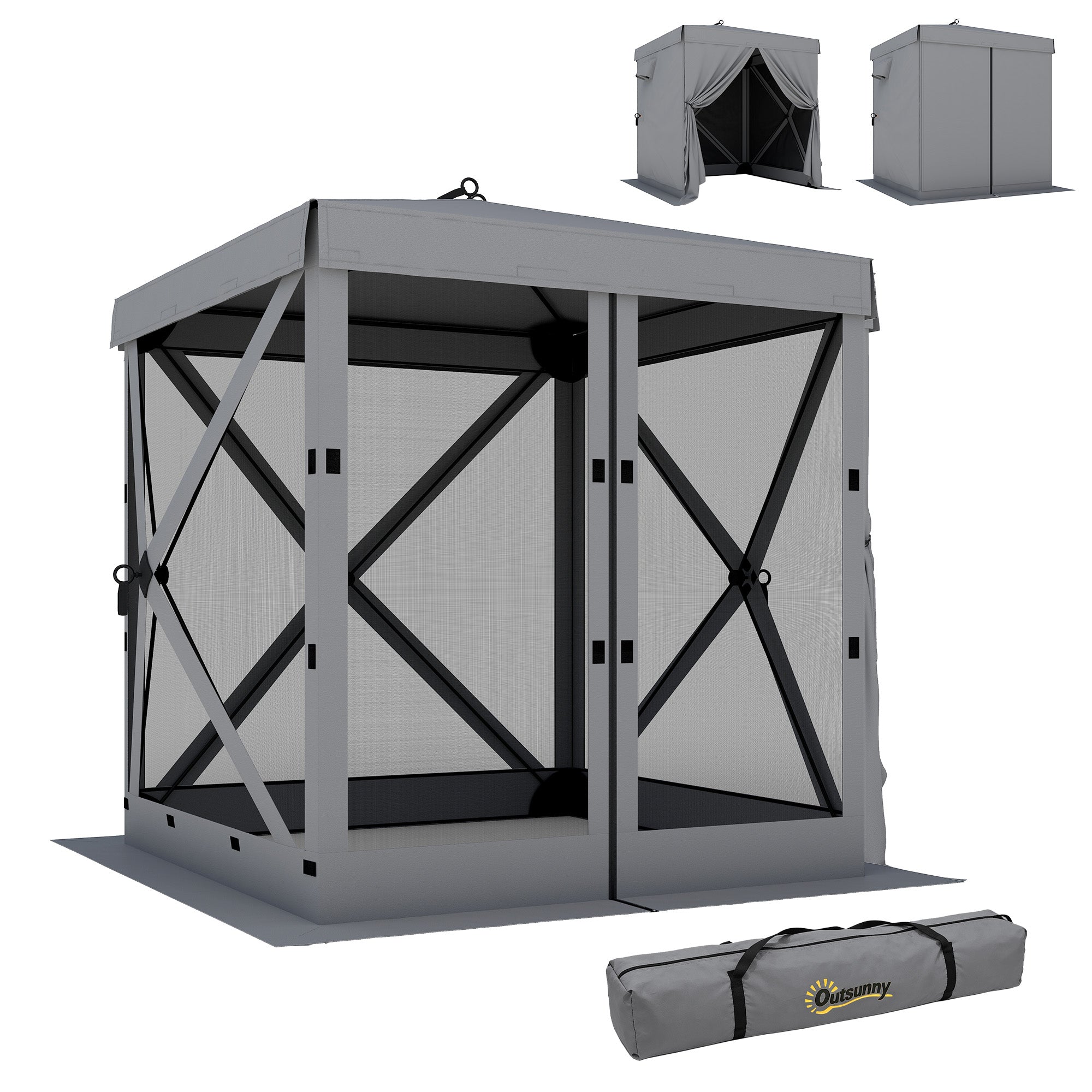 6'1" x 6'1" Waterproof Pop-Up Gazebo — Stable, All-Weather, 4 Mesh Side Panels, UPF30+, Foldable Party Tent — Dark Gray