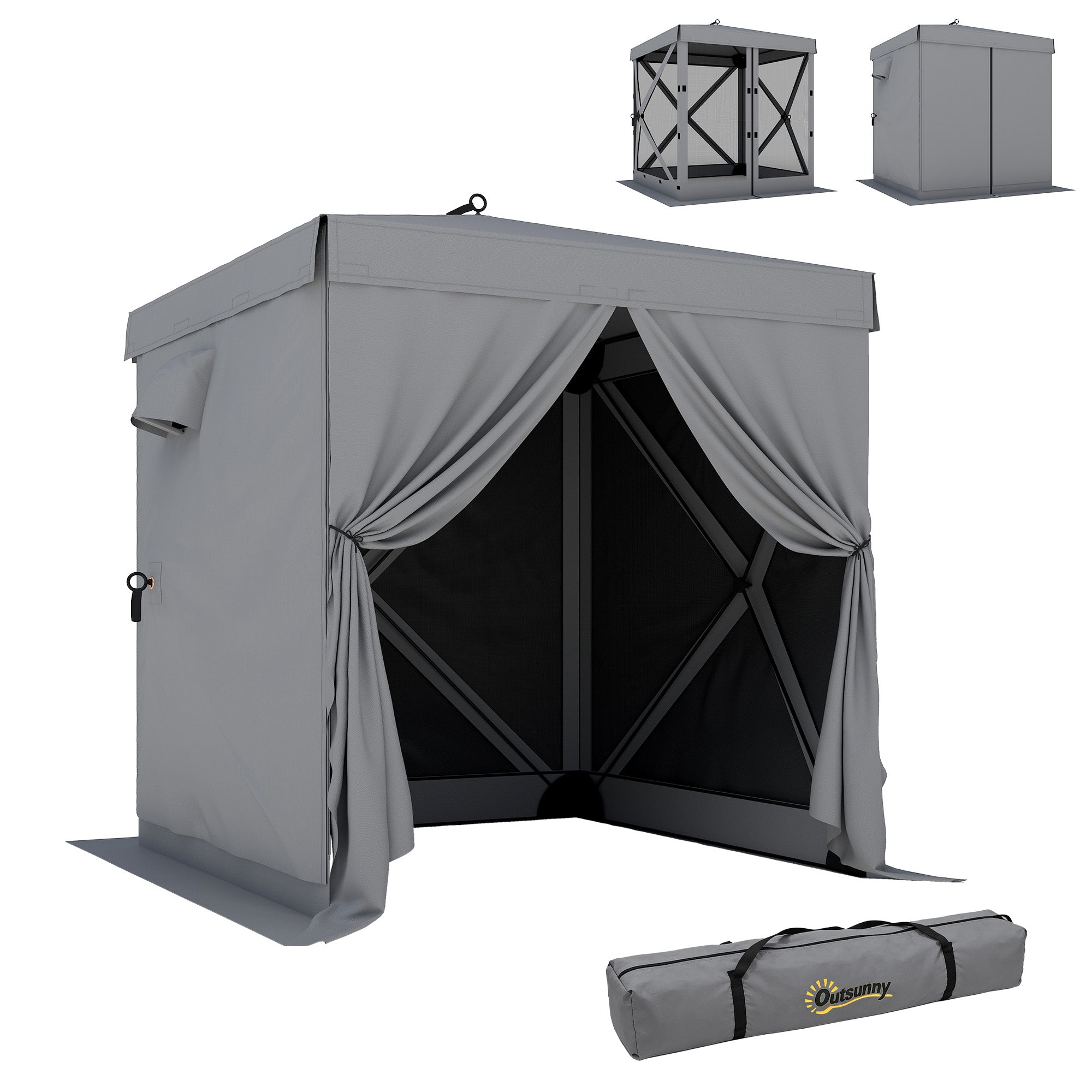 6'1" x 6'1" Waterproof Pop-Up Gazebo — Stable, All-Weather, 4 Mesh Side Panels, UPF30+, Foldable Party Tent — Dark Gray