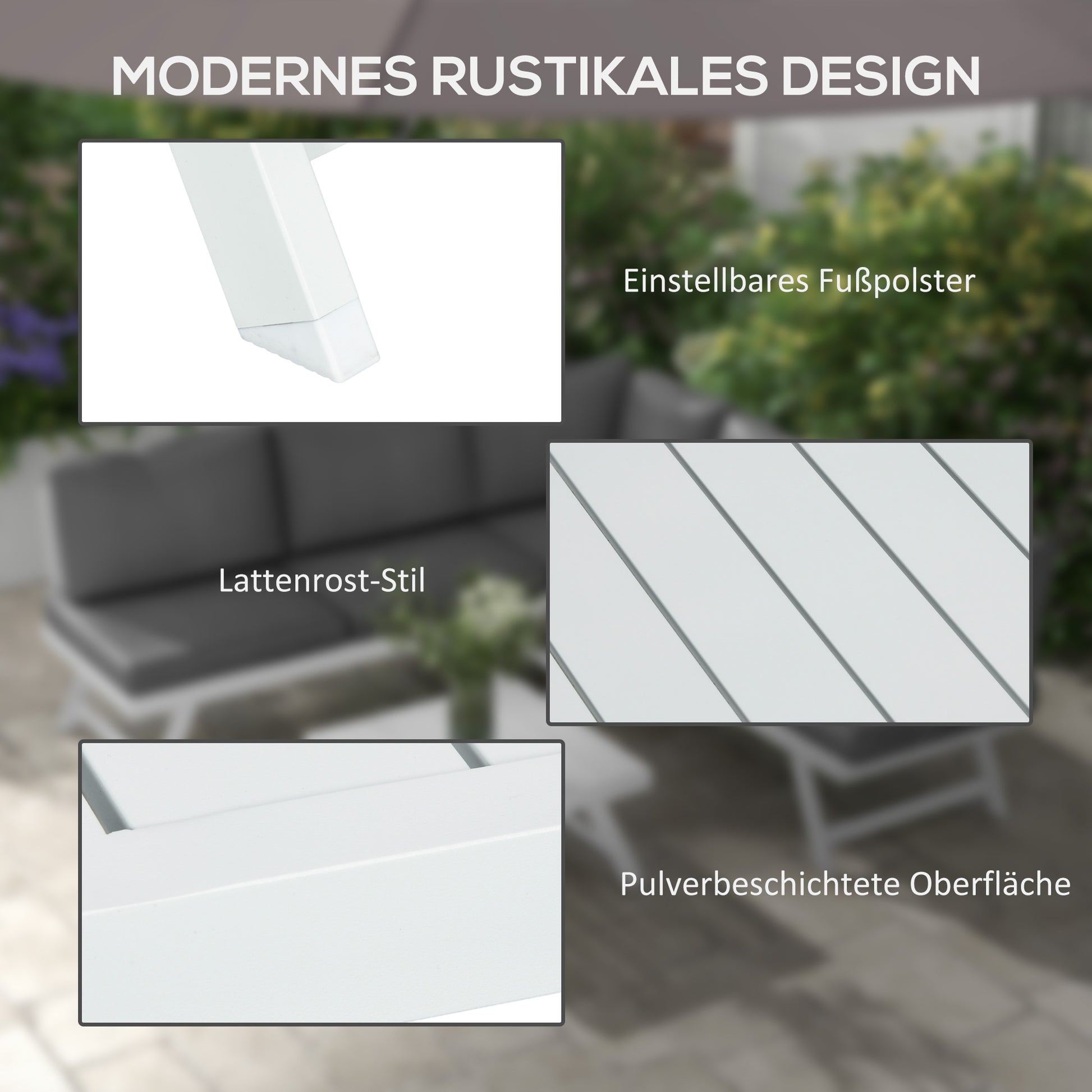 4-Piece Garden Furniture Set, Balcony Furniture Set with Corner Sofa, Loveseat, Coffee Table, Garden Lounge Set with Seat Cushions, Patio Seating Group, Gray