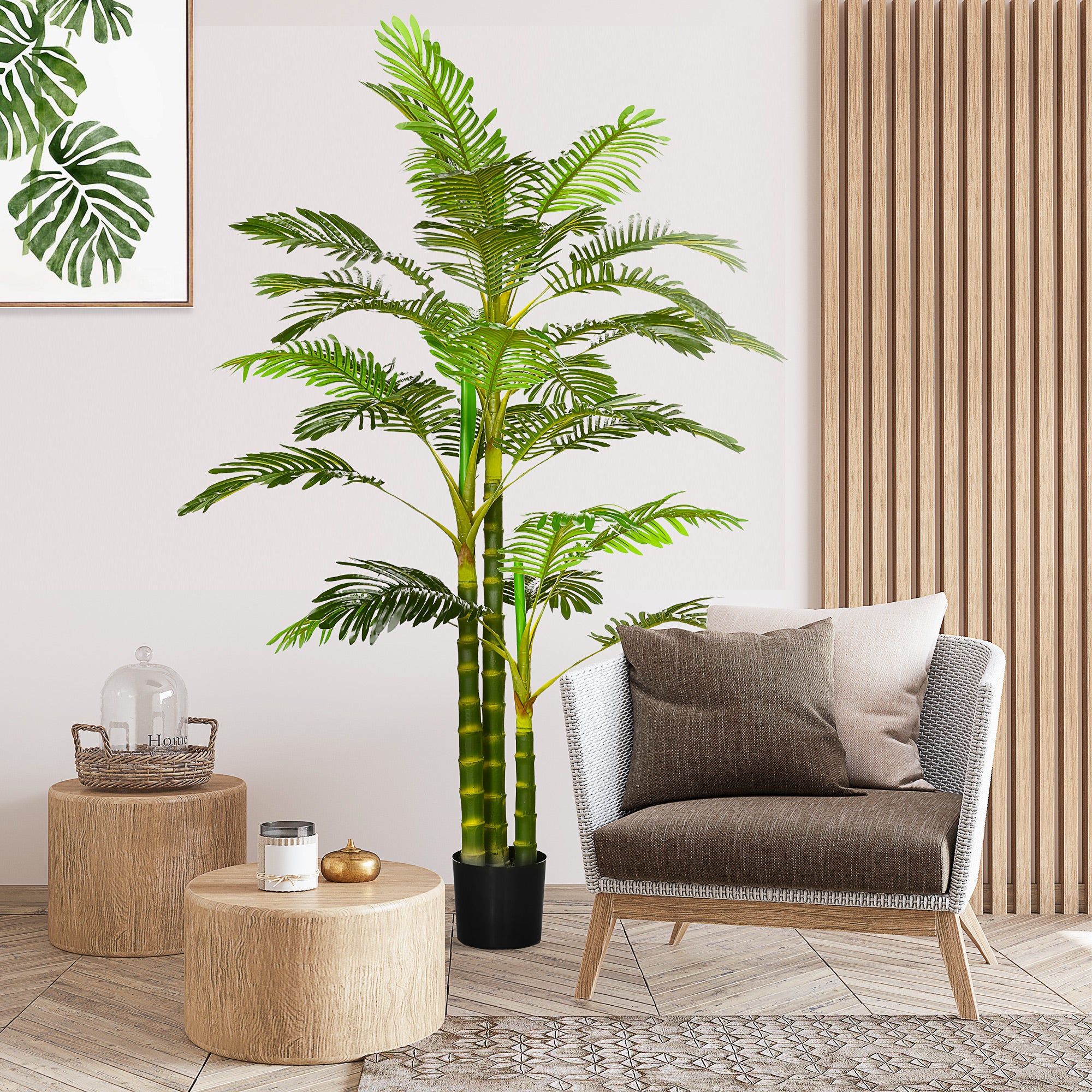 Artificial Palm 190 cm Artificial Plant, Plastic Artificial Plants in Pot Artificial Palm, Fake Plant for Living Room Bedroom Office Garden Modern Decoration Gift