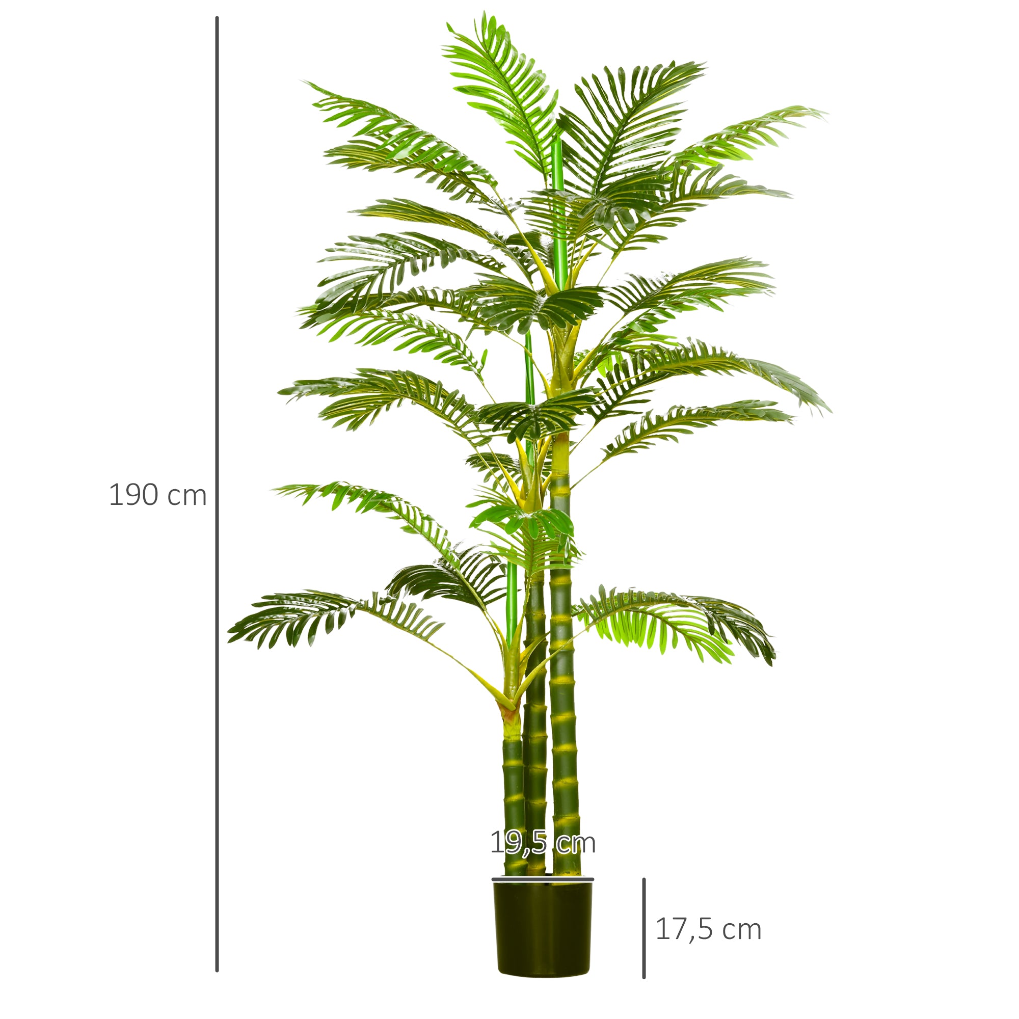 Artificial Palm 190 cm Artificial Plant, Plastic Artificial Plants in Pot Artificial Palm, Fake Plant for Living Room Bedroom Office Garden Modern Decoration Gift