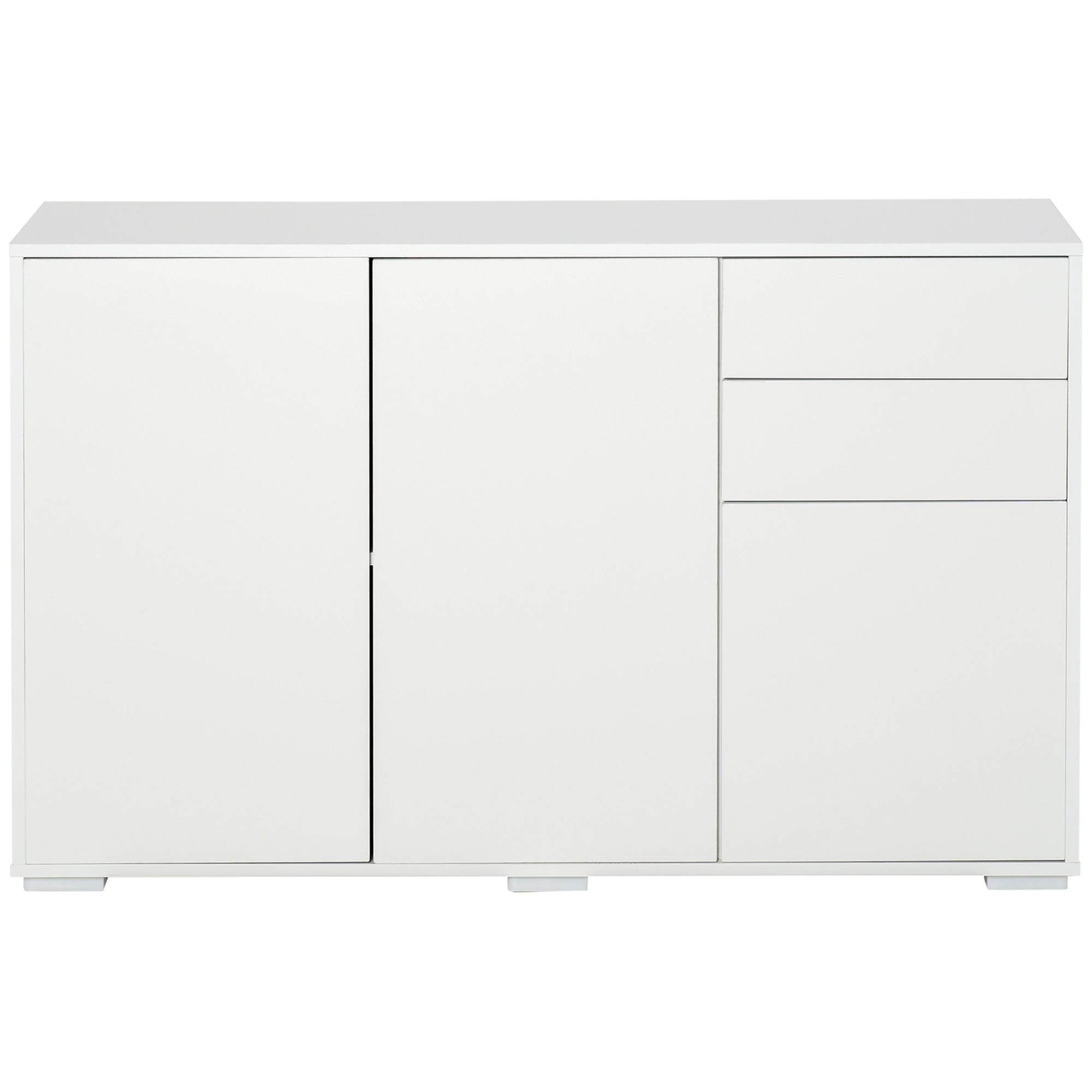 Storage Buffet Cabinet with 2 Sliding Drawers 3 Doors Adjustable Shelf Particle Board Panels 117 x 36 x 74 cm White
