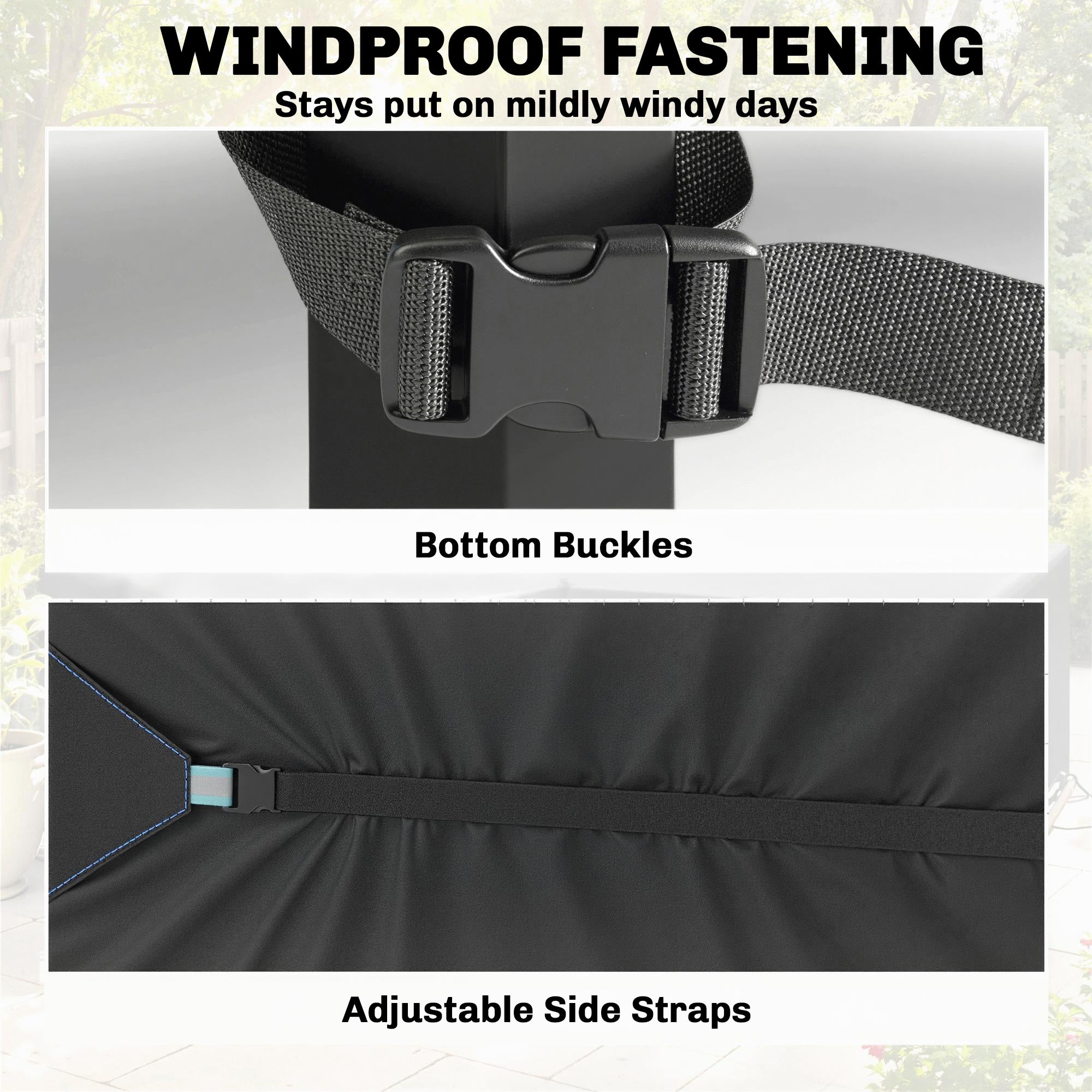 Protective Cover for Patio Furniture — Winterproof, Waterproof & UV-Resistant 420D Oxford, Windproof Cover for Tables, Patio Sets & Stackable Chairs, 180 x 120 x 74 cm (71 x 47 x 29 in), Black