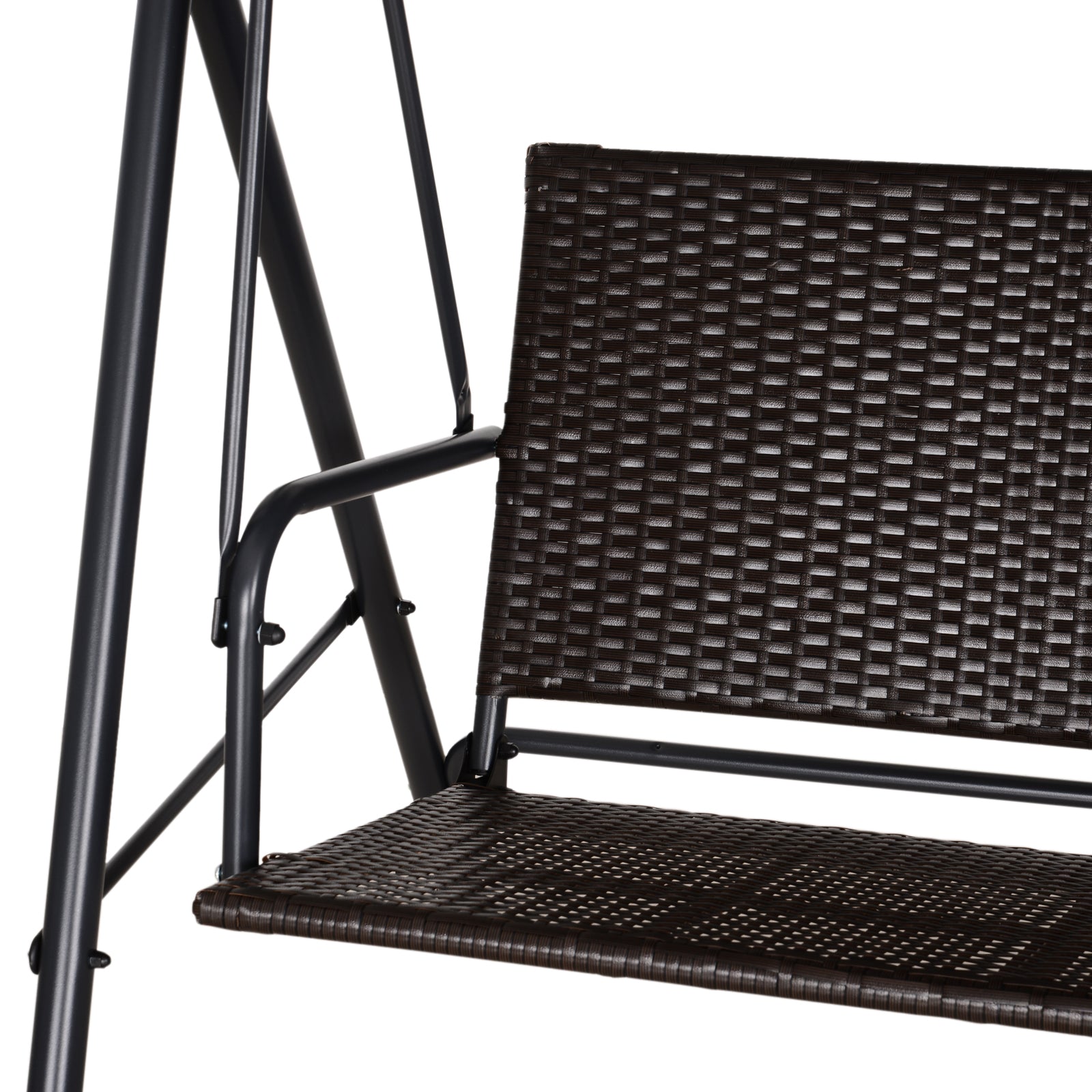 Hollywood Swing 2-Seater Garden Swing Bench Adjustable Sunshade Steel Frame Rattan 140 x 110 x 151 cm