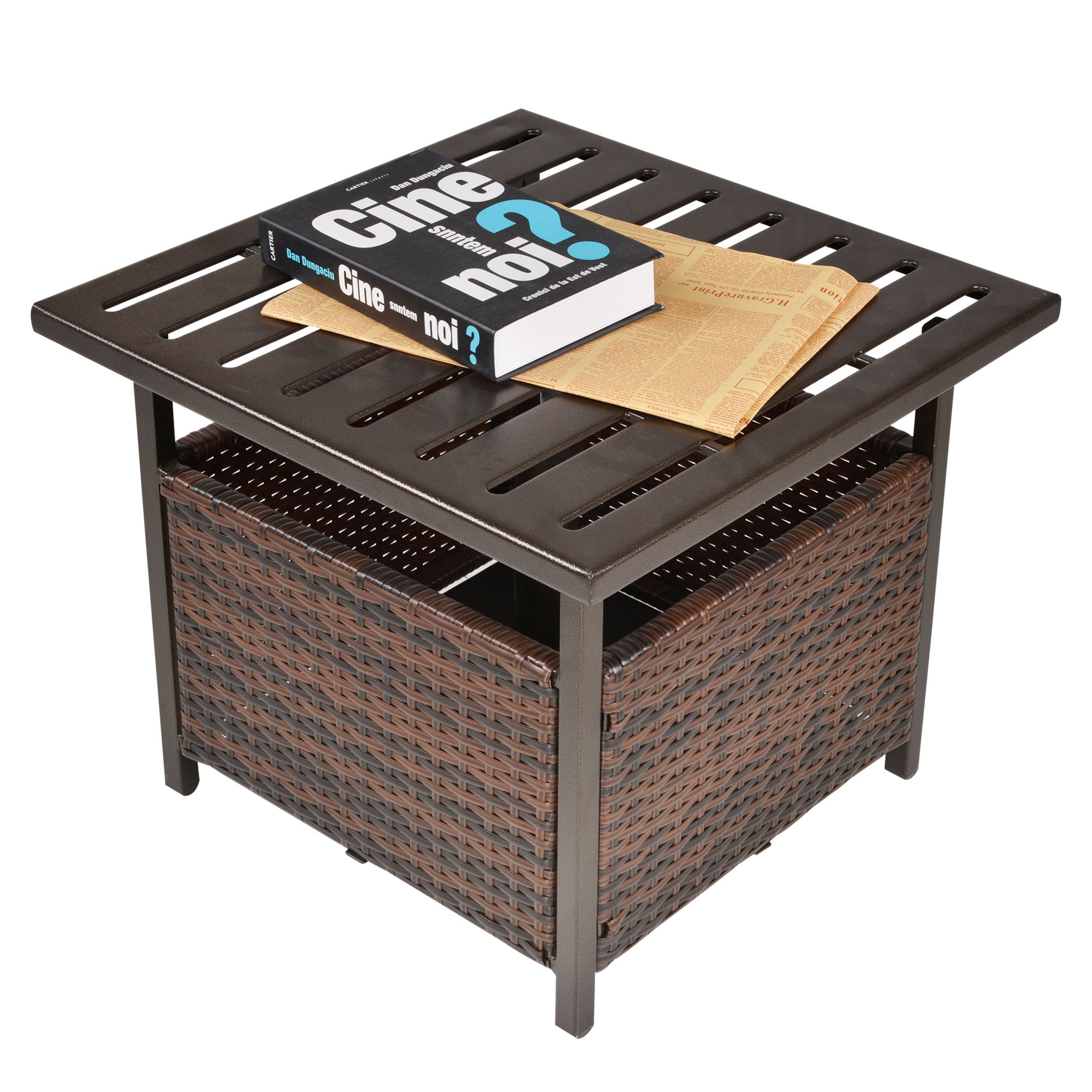 Rattan Table Garden Table Patio Table Coffee Table with Umbrella Hole Perfect for Garden Balcony Terrace 55.5 x 55.5 x 46 cm Brown