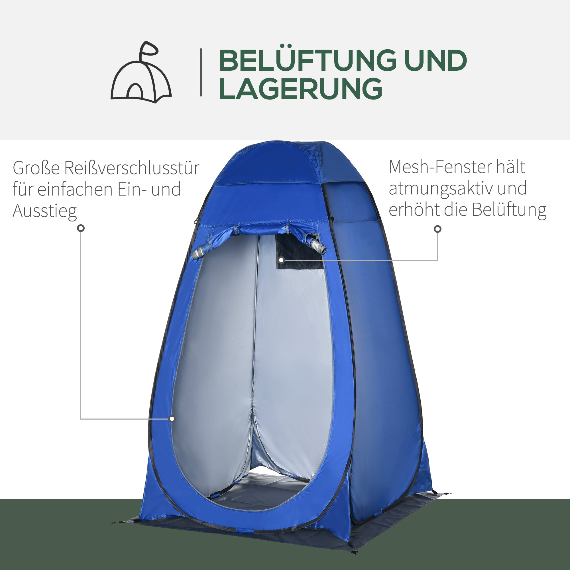 Pop up Shower Tent Toilet Tent Camping Changing Tent with Carrying Bag Mobile Outdoor Toilet Changing Room Storage Tent Dark Blue 126 x 124 x 189 cm