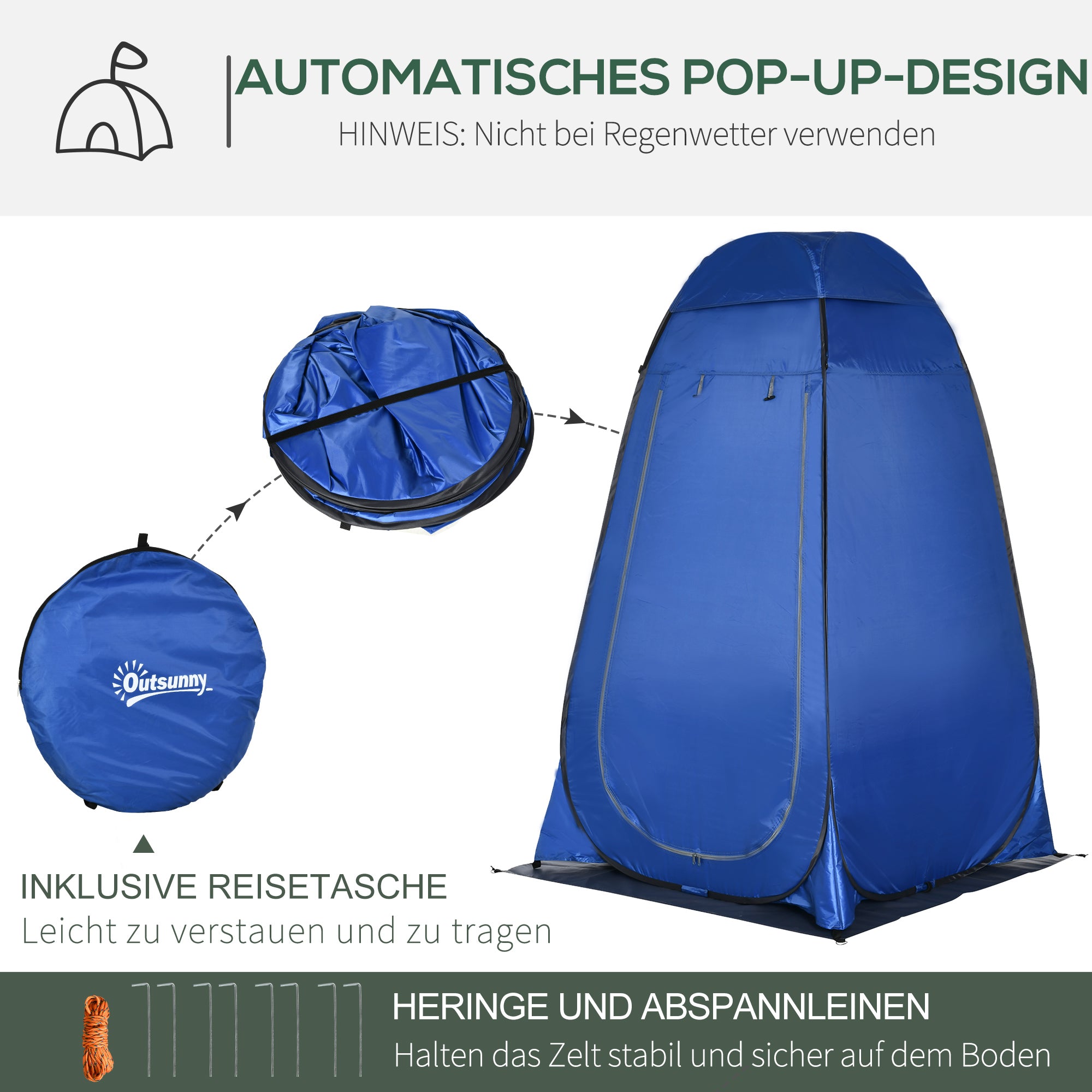 Pop up Shower Tent Toilet Tent Camping Changing Tent with Carrying Bag Mobile Outdoor Toilet Changing Room Storage Tent Dark Blue 126 x 124 x 189 cm