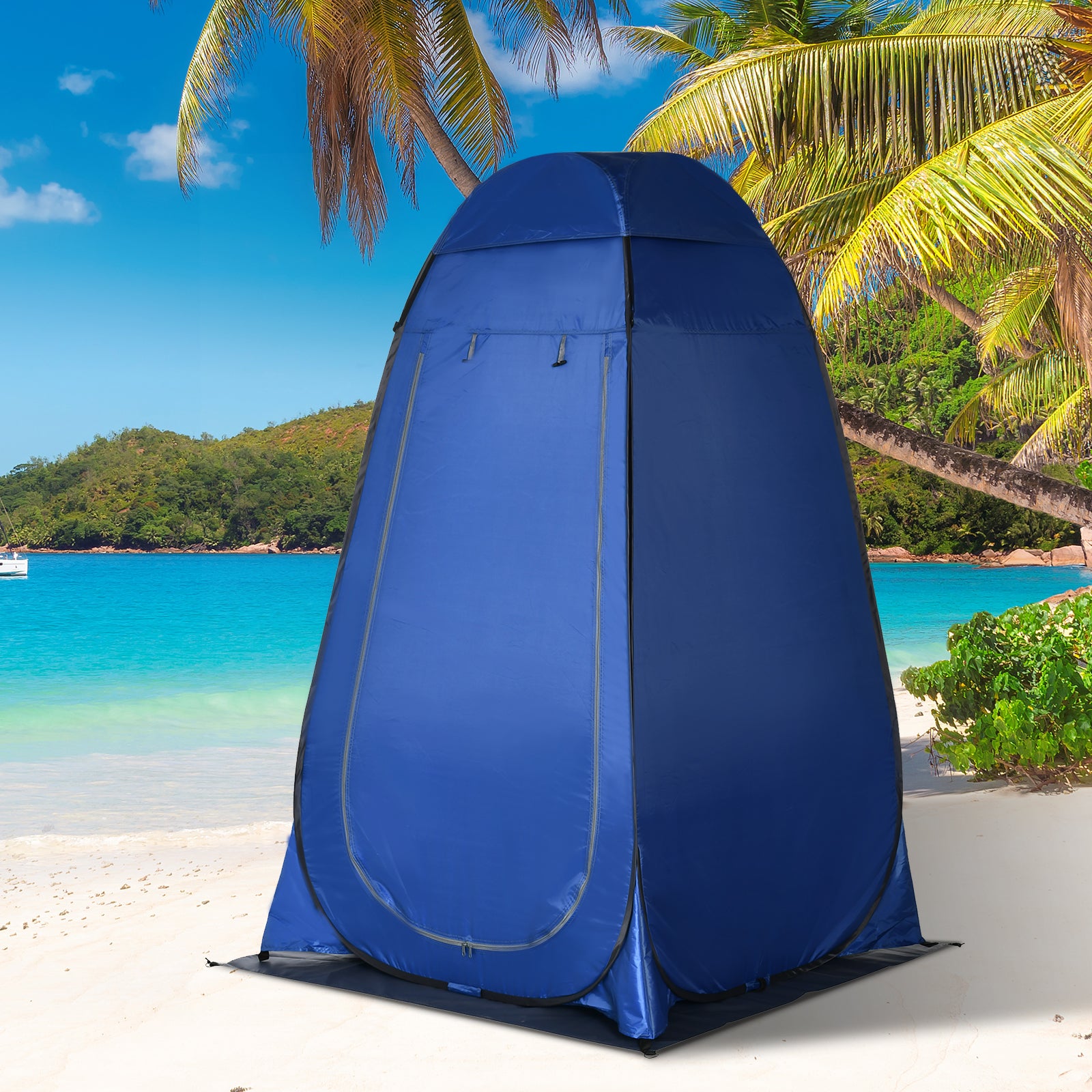 Pop up Shower Tent Toilet Tent Camping Changing Tent with Carrying Bag Mobile Outdoor Toilet Changing Room Storage Tent Dark Blue 126 x 124 x 189 cm