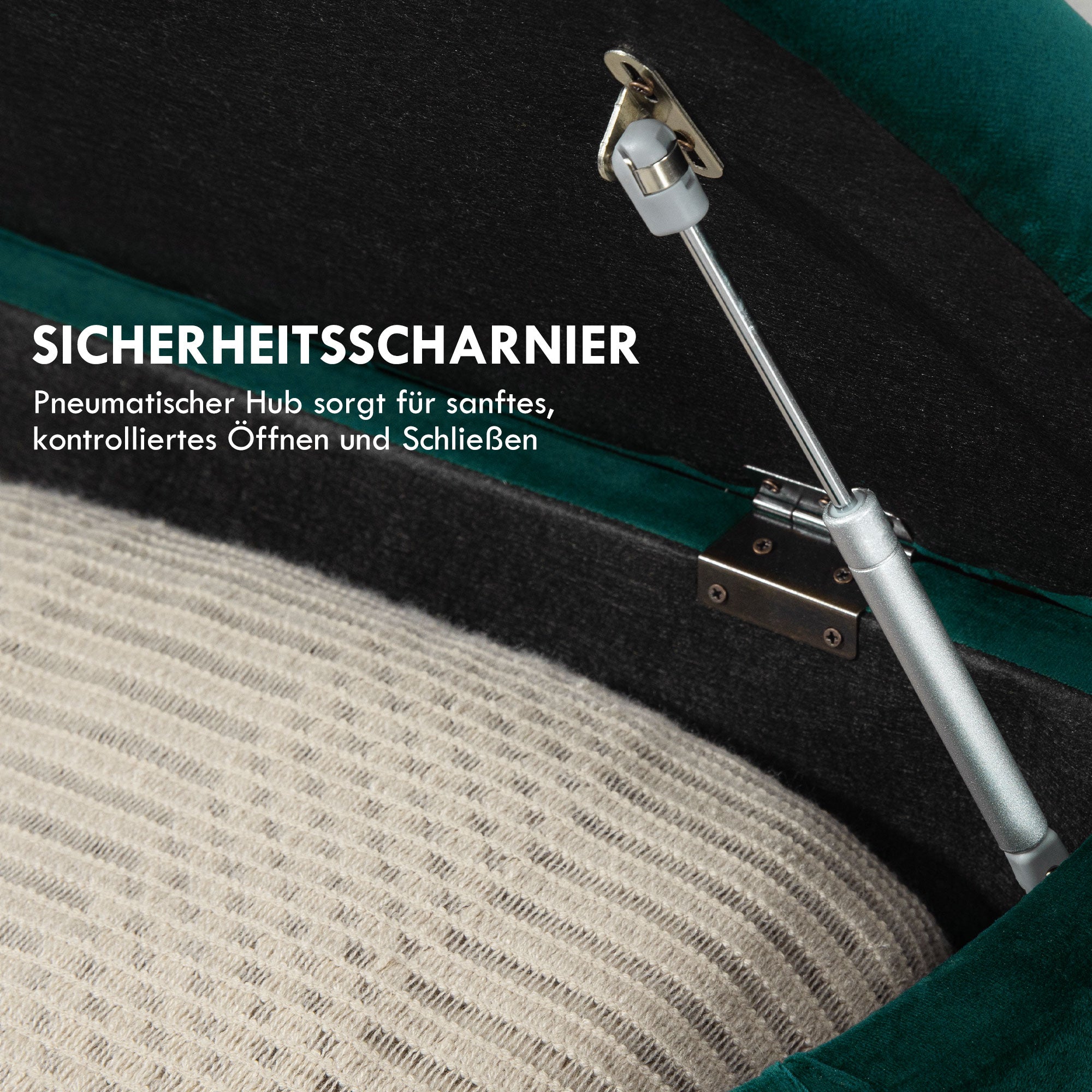 Storage Ottoman Upholstered Bench with Velvet Look, Open Lid Storage Chest with Wooden Legs, Trunk Bench for Living Room Hall Bedroom 120 x 46 x 42 cm Dark Green