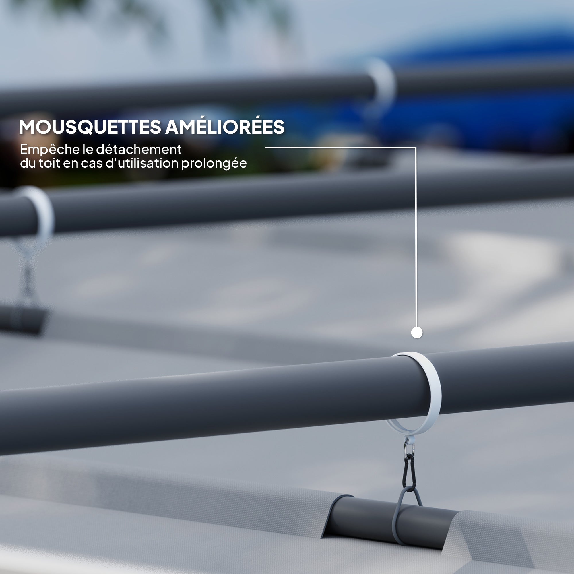 Retractable Sliding Pergola 3 x 3 m — 180 g/m² UV-Resistant Polyester Canopy, Magnetic Fastening, Powder-Coated Steel Frame, Gray