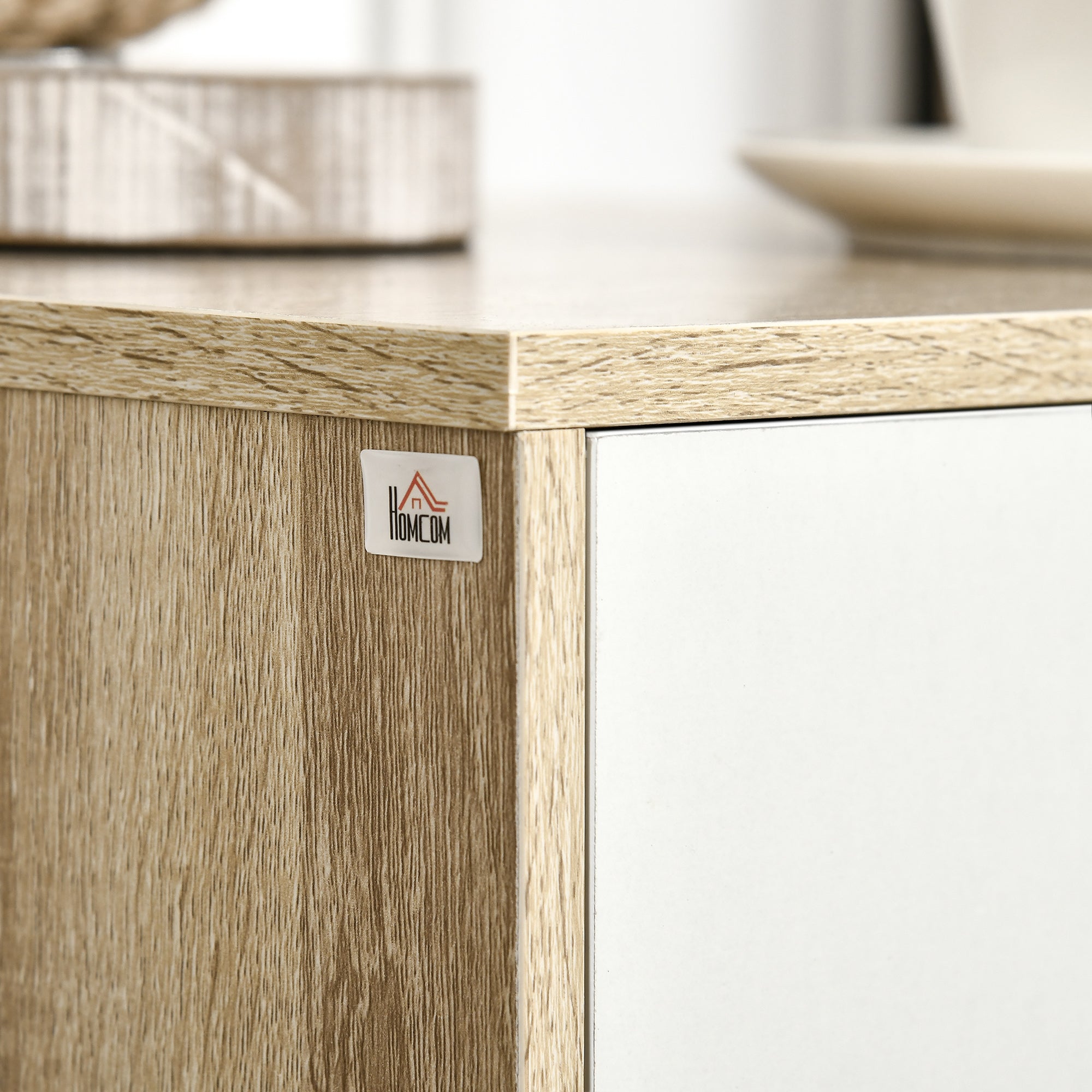 3-Drawer Chest with Raised Base Wardrobe Dresser for Bedroom Living Room Hallway Modern Style Anti-Tip 40x35x68.5 cm Natural and White