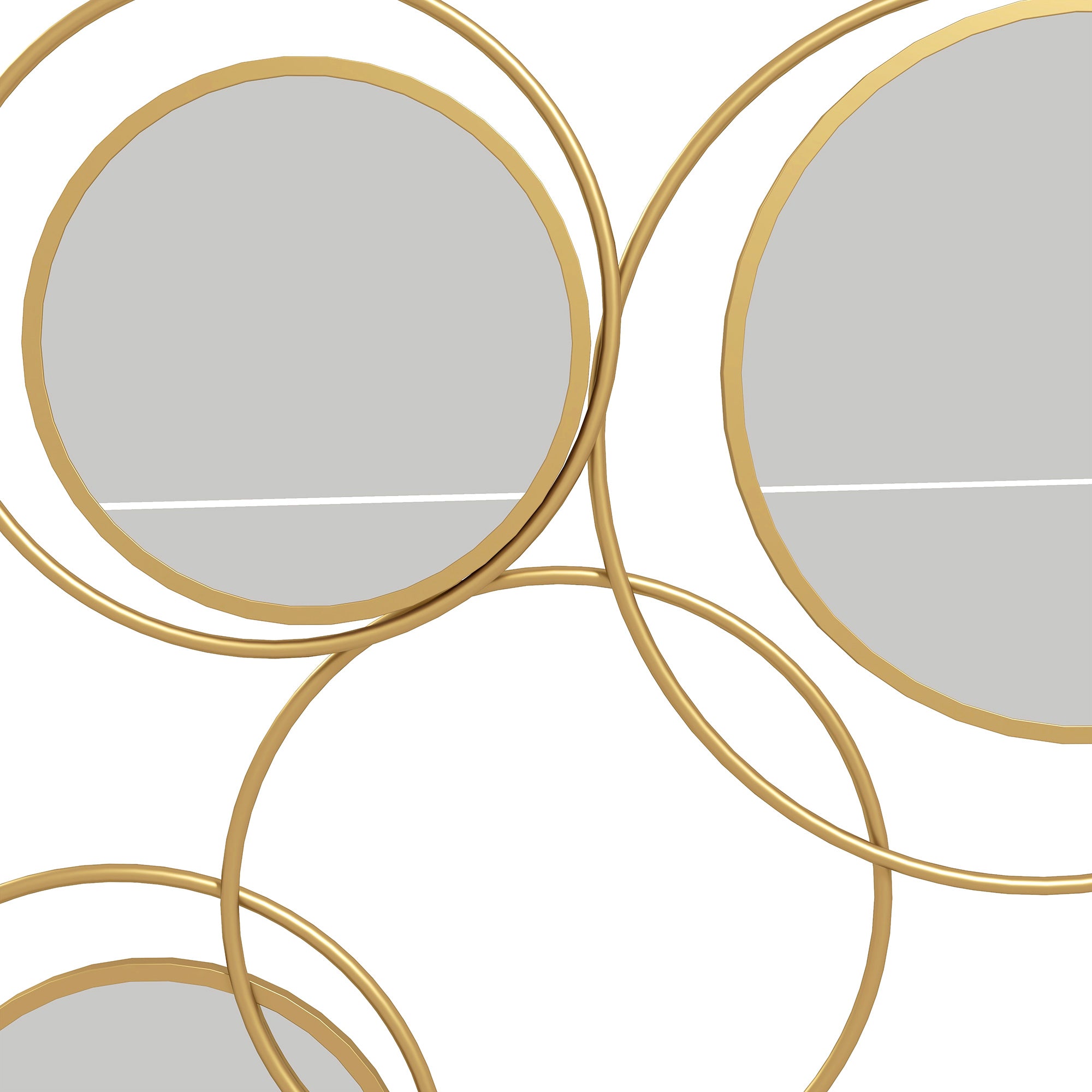 3D Metal Decorative Wall Mirror Wall Art with 4 Round Mirrors for Living Room Bedroom Hallway 110x68 cm Gold