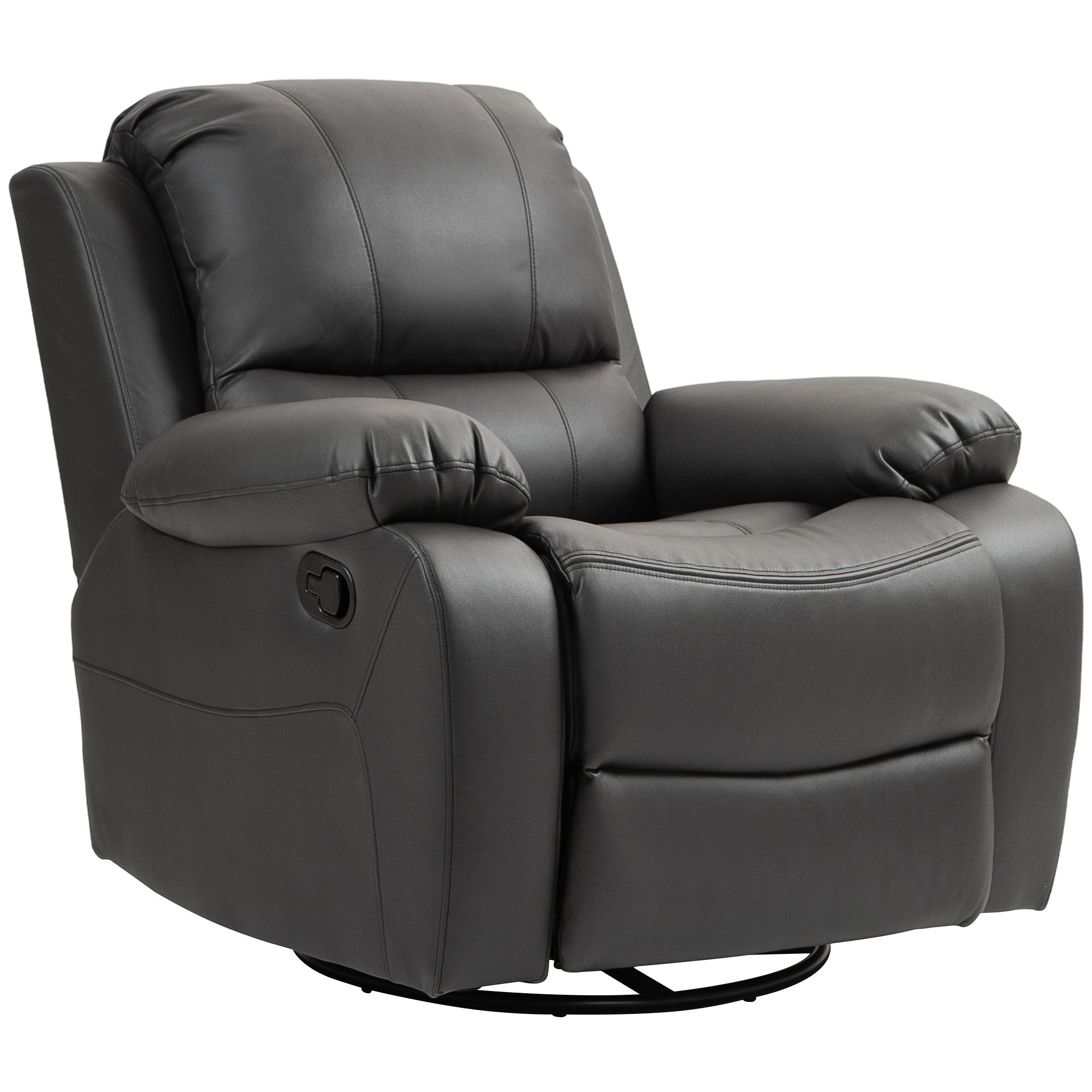 Recliner TV Armchair with Reclining Function, Footrest, Rotating TV Armchair with Pocket Coil Spring System for Living Room, Bedroom, Black