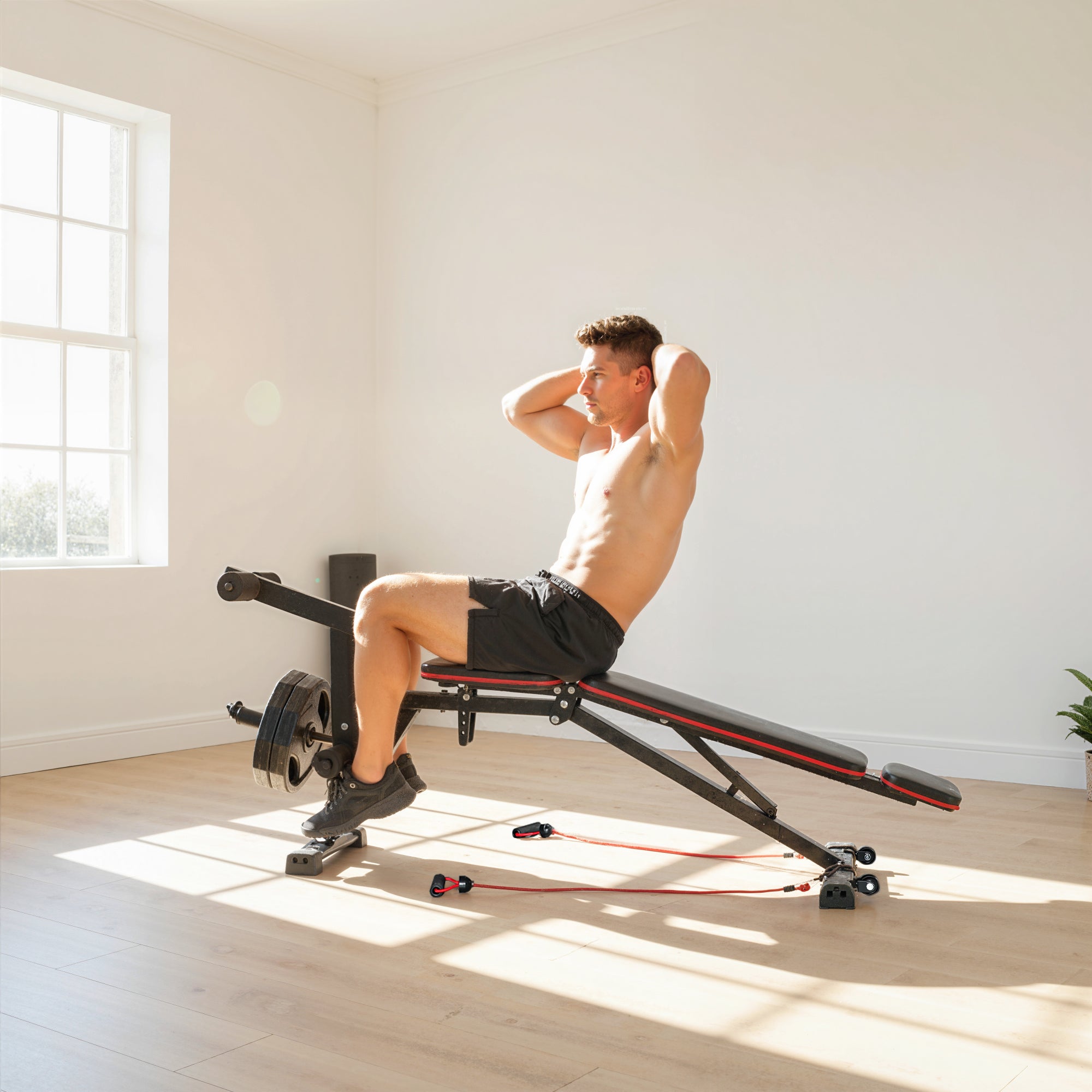 SPORTNOW 3-in-1 Adjustable Weight Bench – Up to 926 lb (420 kg), Wheels, Leg Extension, Preacher Curl, Extended Headrest, Incline Bench with Resistance Bands – Home Gym