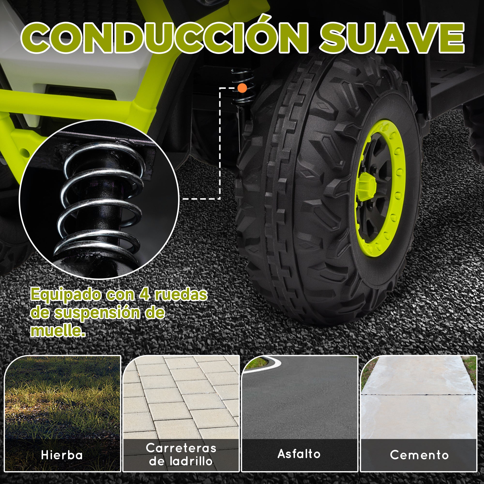 Electric Quad for Kids 3+ Years Electric Car for Kids with 12V Battery Headlights Music MP3 Speed 3-6 km/h and 30 kg Load Basket Green