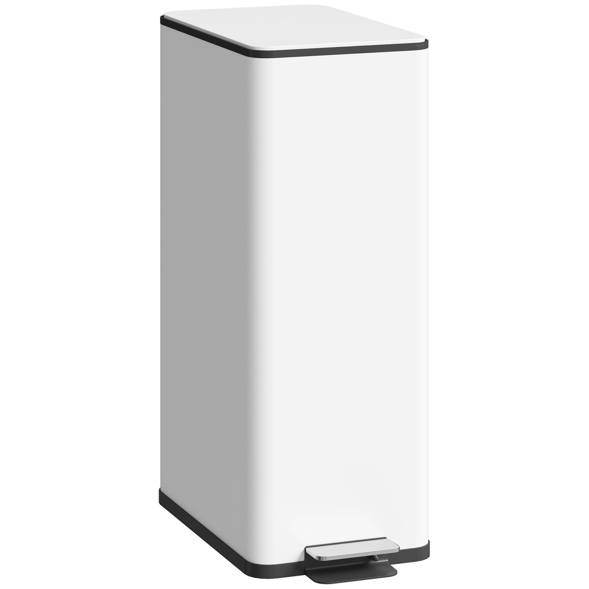 20 L (5.3 gal) Step Trash Can — Soft-Close Lid, Pedal & Removable Inner Bucket, Fingerprint-Resistant Stainless Steel, White