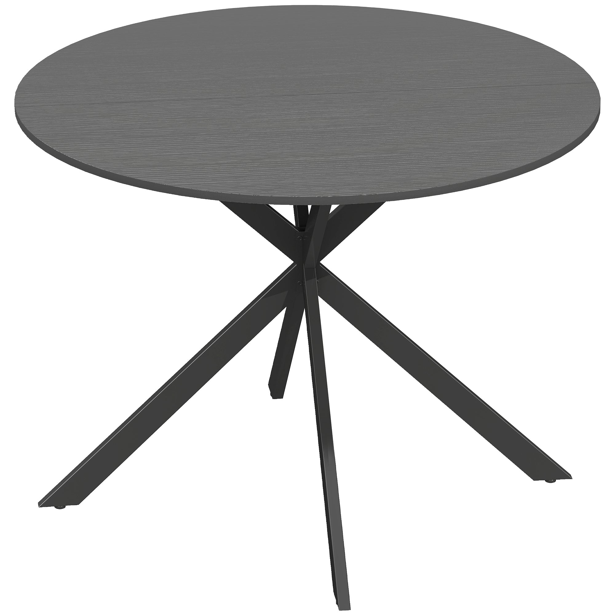 Round Dining Table for 4, 39.4 in Ø Industrial Style with Steel Legs for Dining Room, Kitchen, Home Office, Black