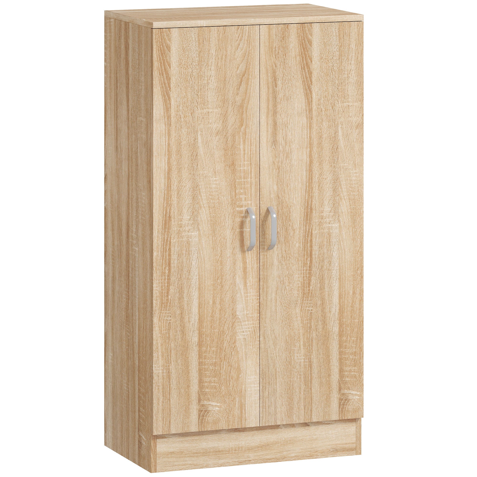 2-Door Shoe Cabinet with 6 Adjustable Shelves, Soft-Close Doors, Stores up to 14 Pairs, Natural Wood Finish (55 x 35 x 108 cm)