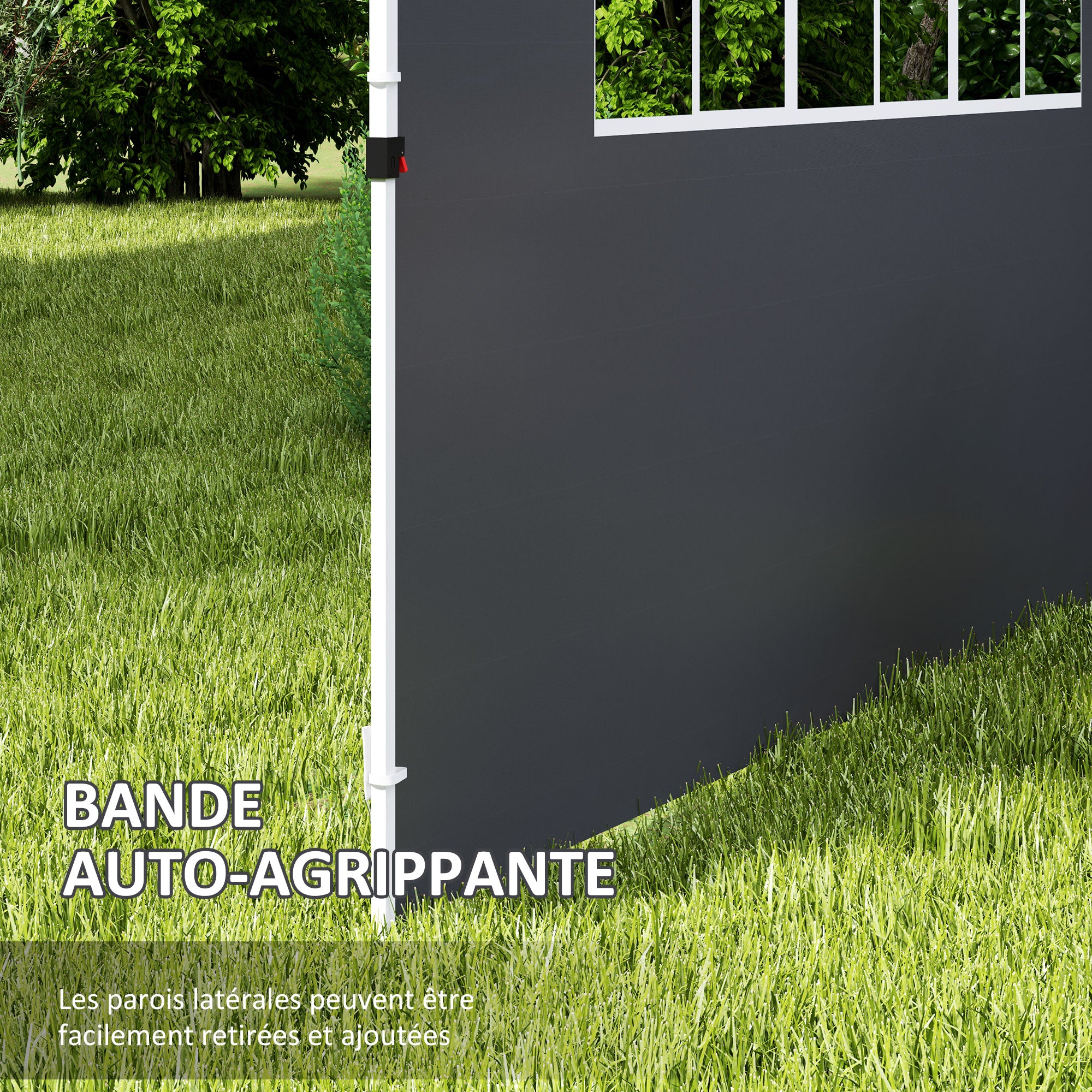 Side Panels for Garden Pavilion 3 x 3 m Pavilion Side Walls with Window Set of 2 pieces Oxford 210D Dark Grey