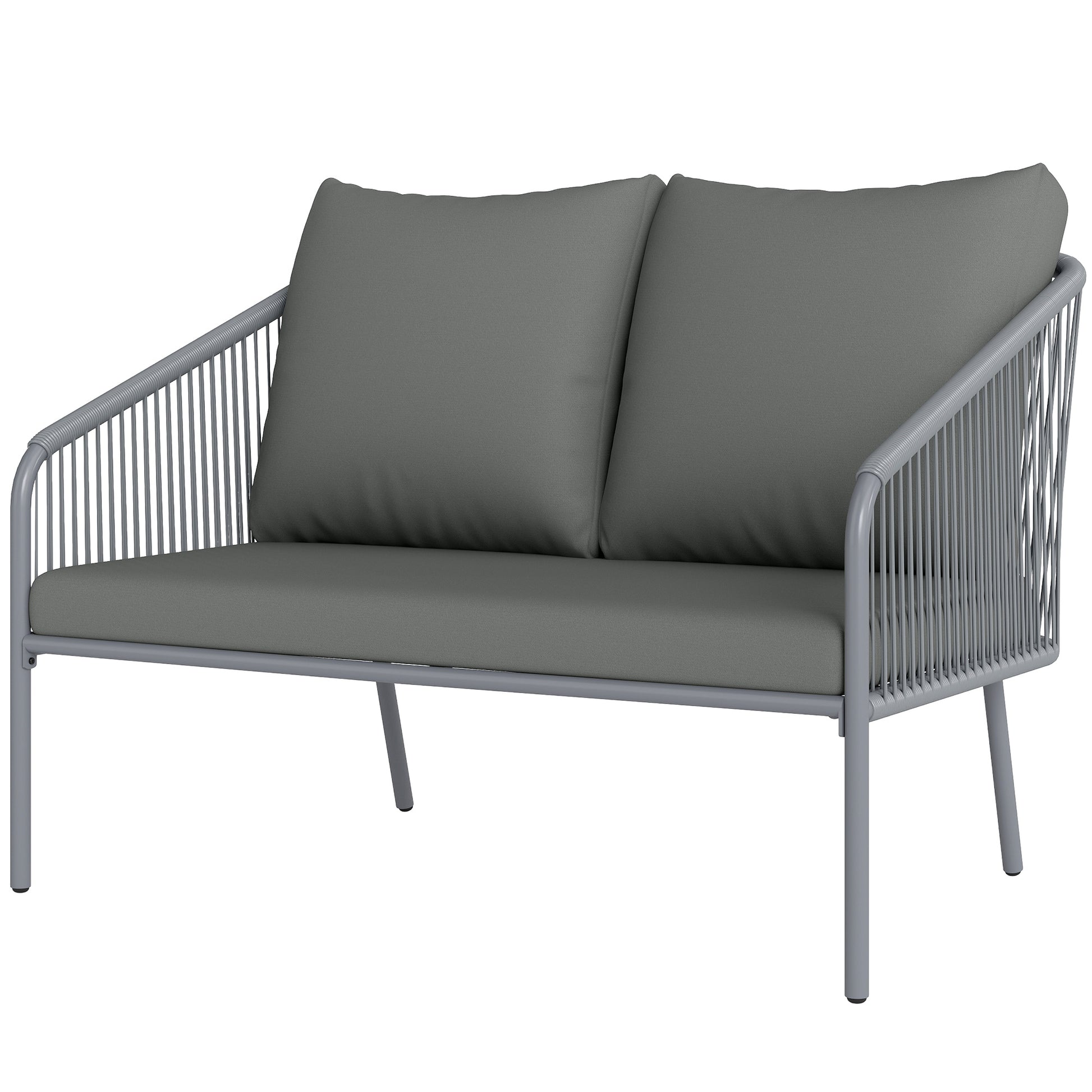 Garden Sofa with Cushions 2-Seater Sofa Outdoor Balcony Sofa Rattan Sofa Polyrattan Garden Furniture Balcony Furniture 112 x 72 x 76 cm Gray