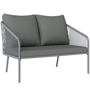 Garden Sofa with Cushions 2-Seater Sofa Outdoor Balcony Sofa Rattan Sofa Polyrattan Garden Furniture Balcony Furniture 112 x 72 x 76 cm Gray