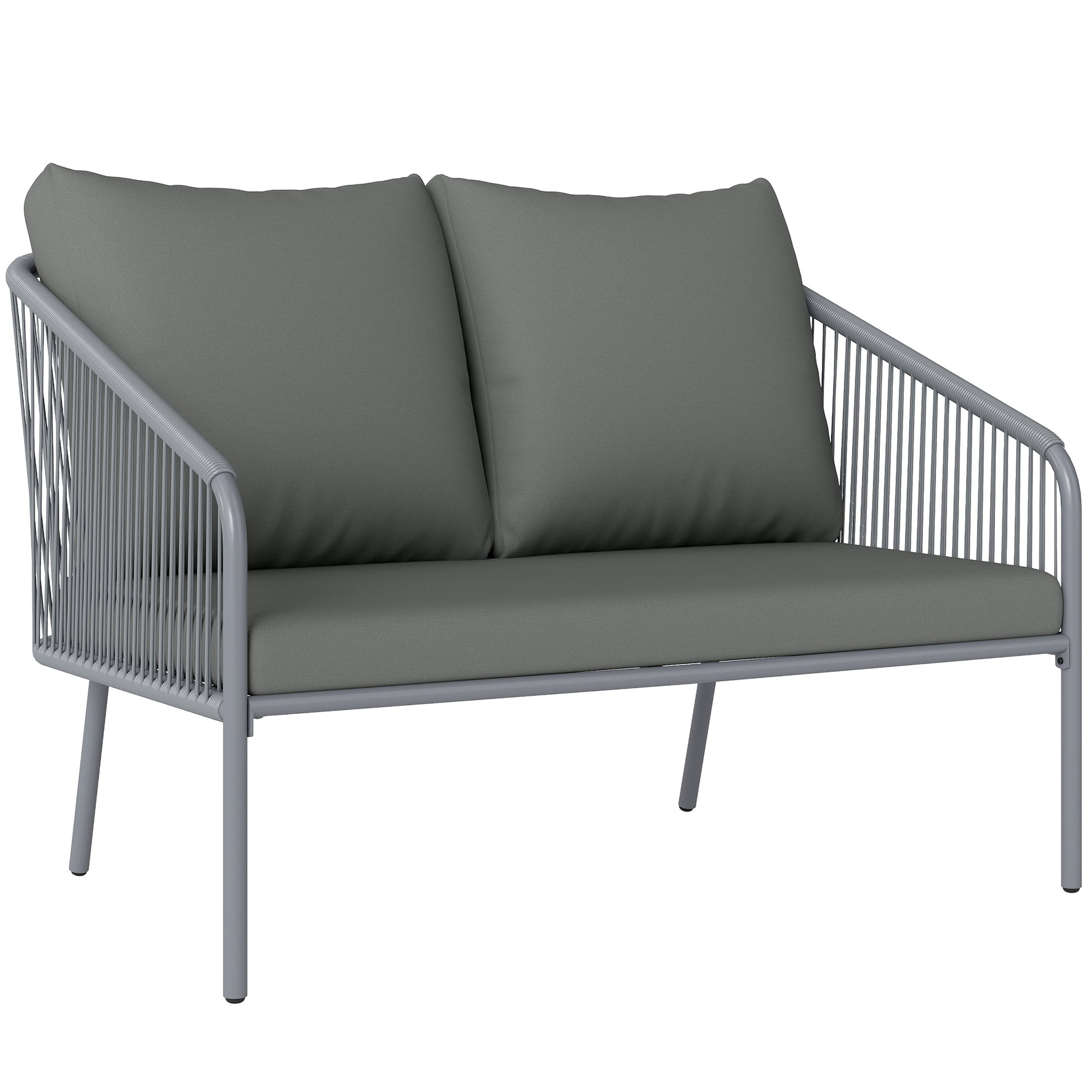 Garden Sofa with Cushions 2-Seater Sofa Outdoor Balcony Sofa Rattan Sofa Polyrattan Garden Furniture Balcony Furniture 112 x 72 x 76 cm Gray