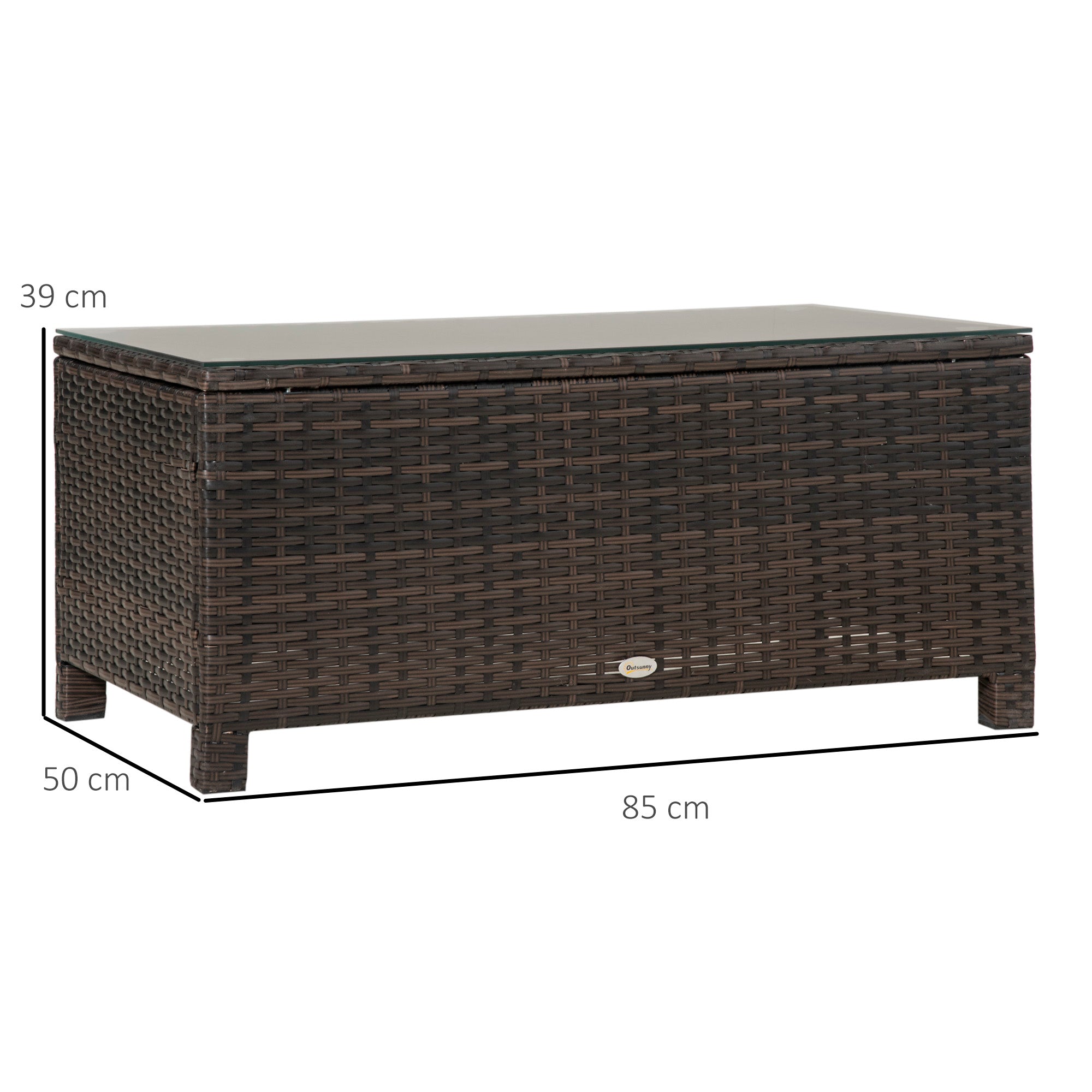 Garden Side Table Coffee Table Patio Table Poly Rattan Brown 85 x 50 x 39 cm