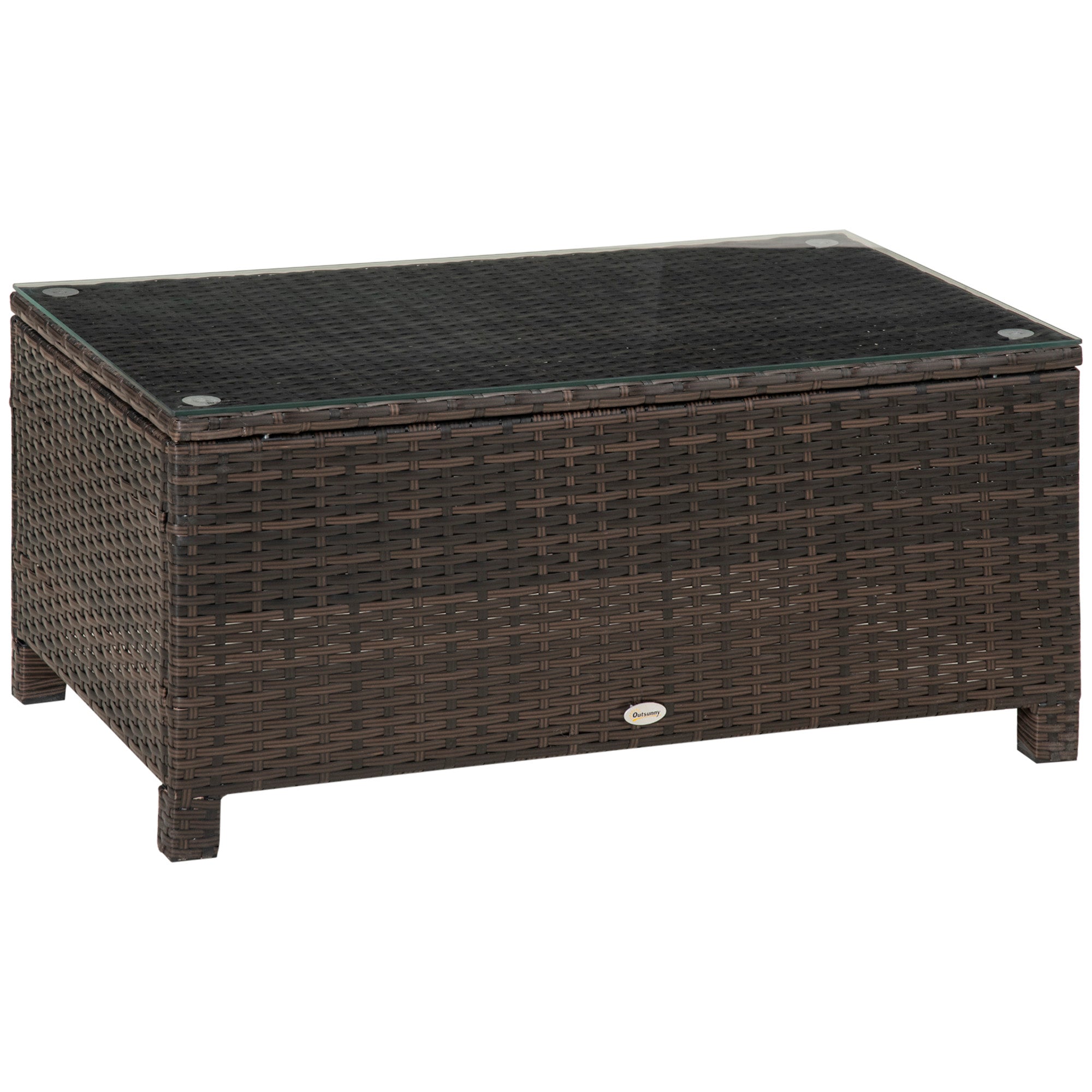 Garden Side Table Coffee Table Patio Table Poly Rattan Brown 85 x 50 x 39 cm