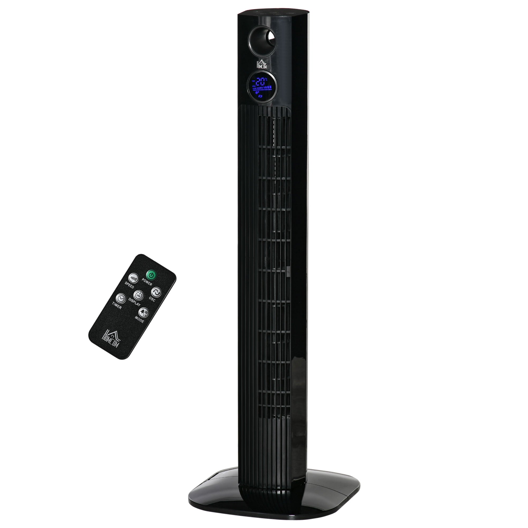 Quiet Tower Fan 45 W, Floor Fan for Bedroom 3 Modes 3 Speeds, Remote Control, 70° Oscillation, 12H Timer, LED Display, Suitable for Aromatherapy 96H cm Black