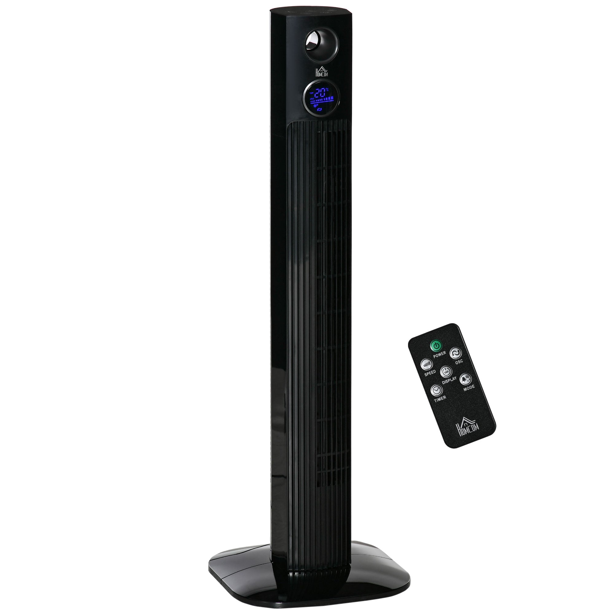 Quiet Tower Fan 45 W, Floor Fan for Bedroom 3 Modes 3 Speeds, Remote Control, 70° Oscillation, 12H Timer, LED Display, Suitable for Aromatherapy 96H cm Black