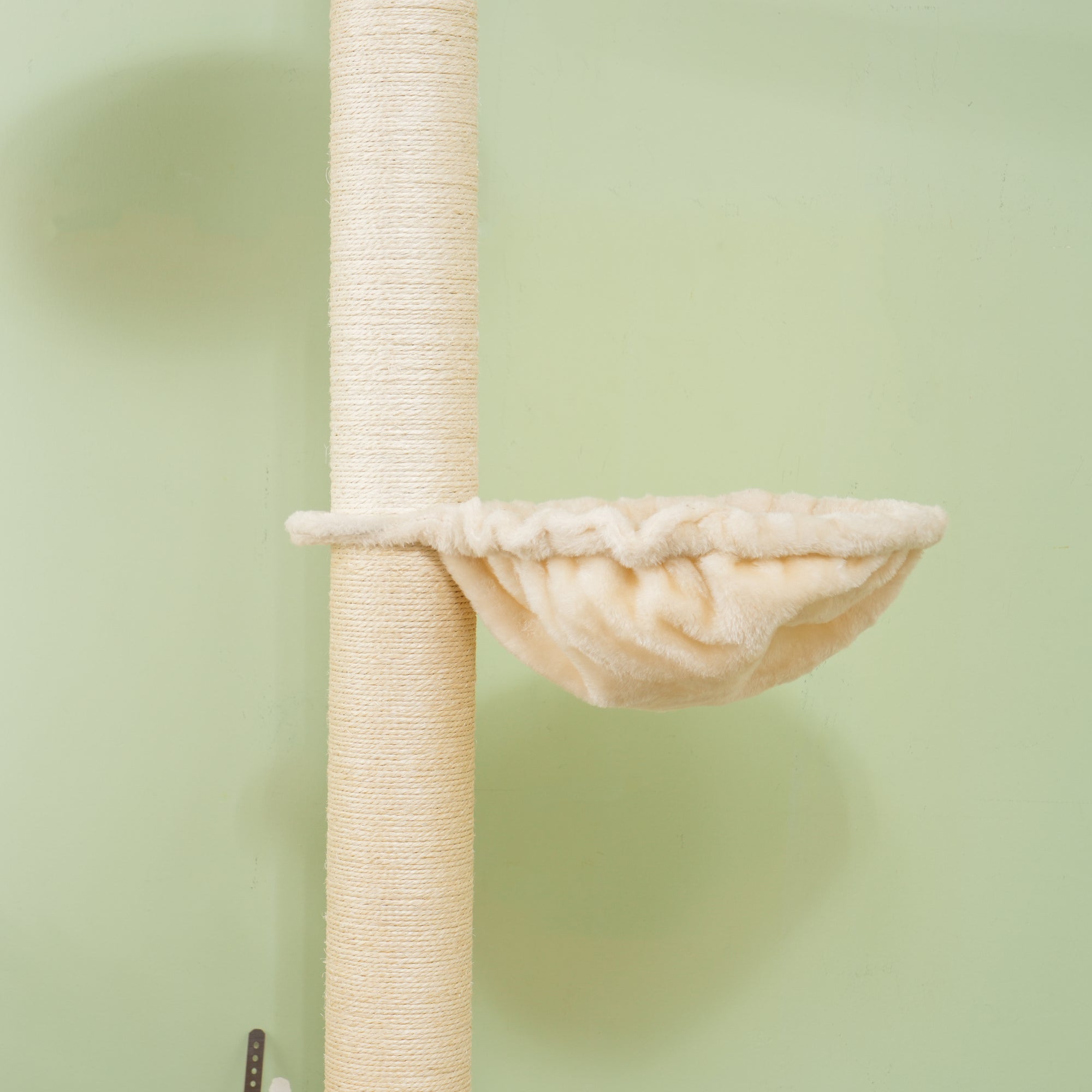 Cat Tree, Ceiling-high Cat Scratching Post, 230-250 cm, Climbing Tree with Hammock, Adjustable Height Cat Tree, Play Tree with Anti-tip Protection, Plush, Oak+Cream