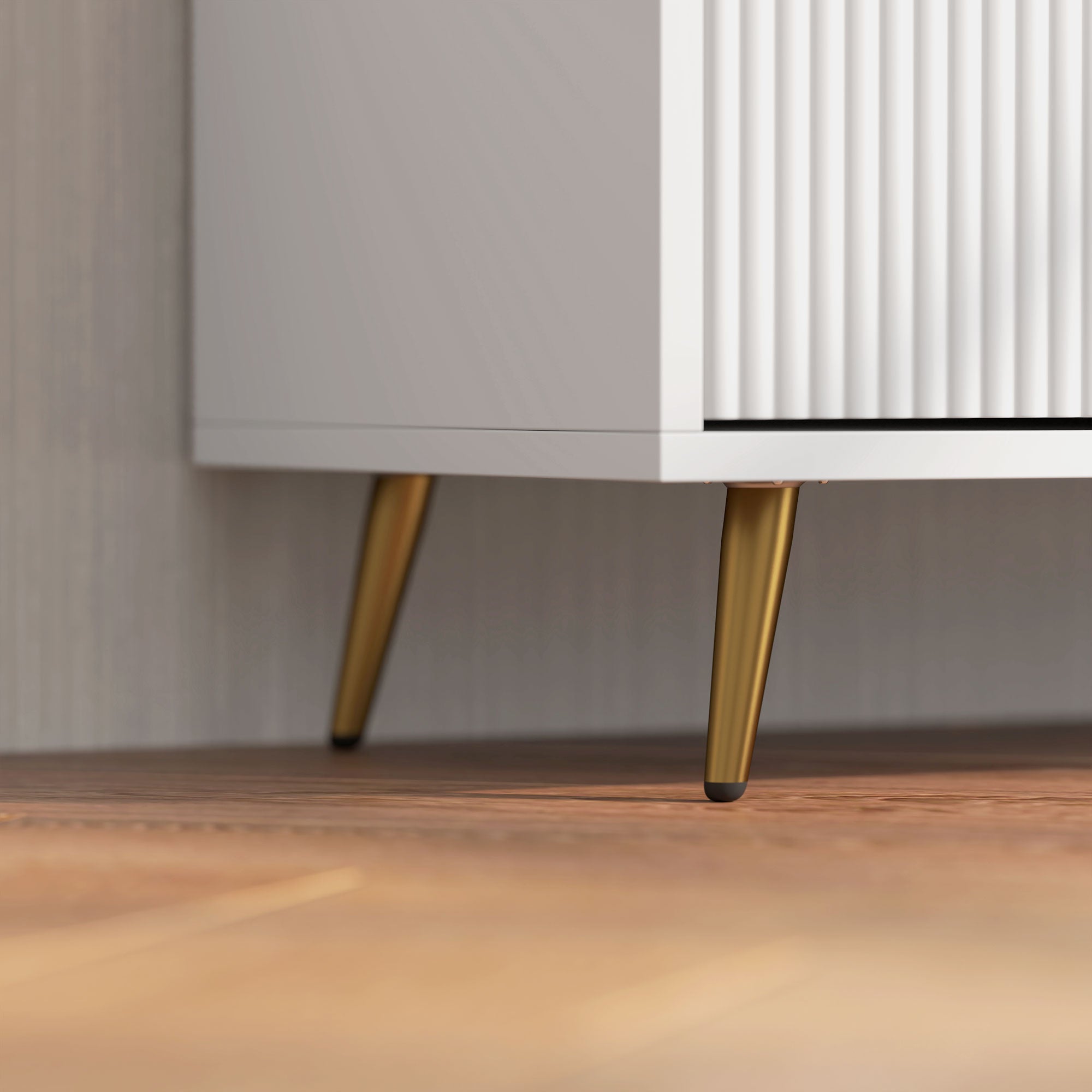 Modern TV Cabinet TV Stand with 2 Open Compartments and 2 Doors TV Unit for 55-inch TV 120x35x48 cm White