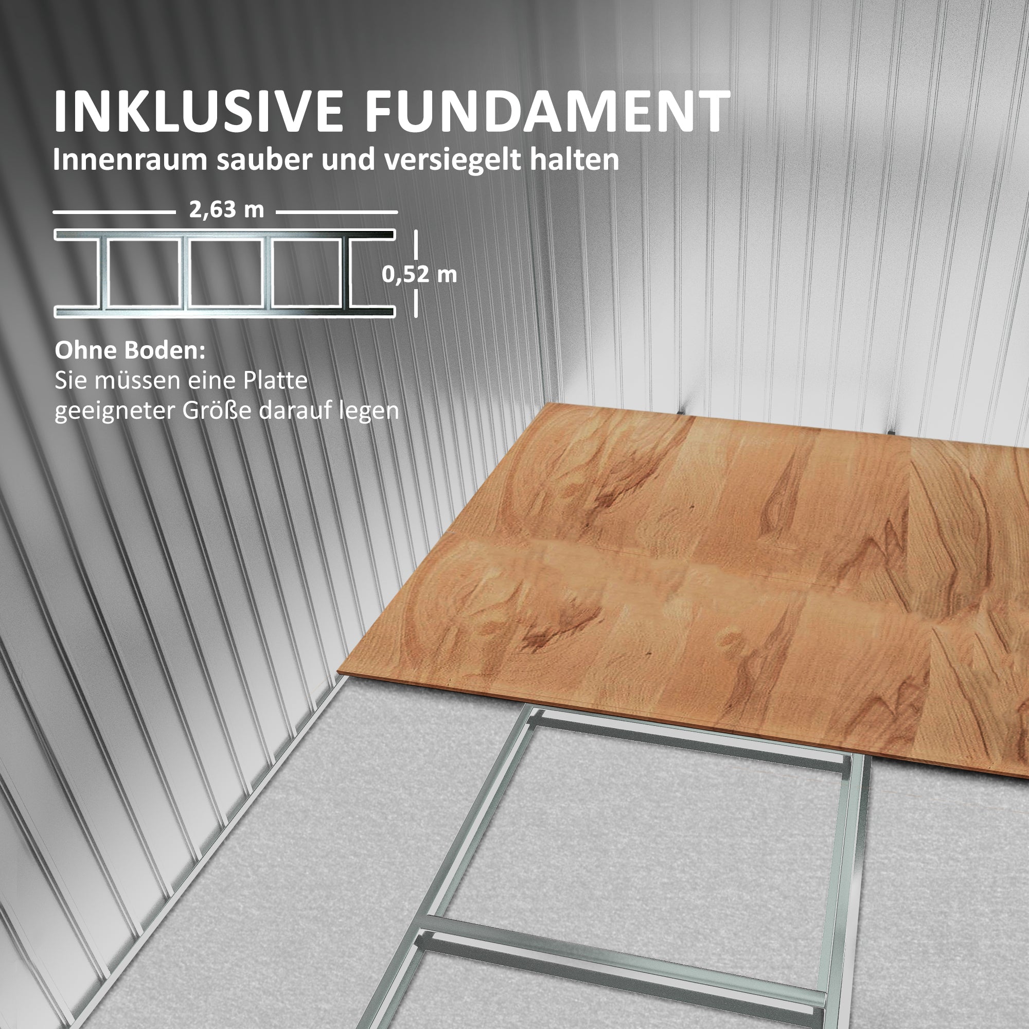 Metal Tool Shed 6.3m³ 280x130x172cm Equipment Shed with Pent Roof Sliding Door Weatherproof Garden House Outdoor Garden Shed Cabinet for Backyard Outdoor Area Anthracite, Dark Gray