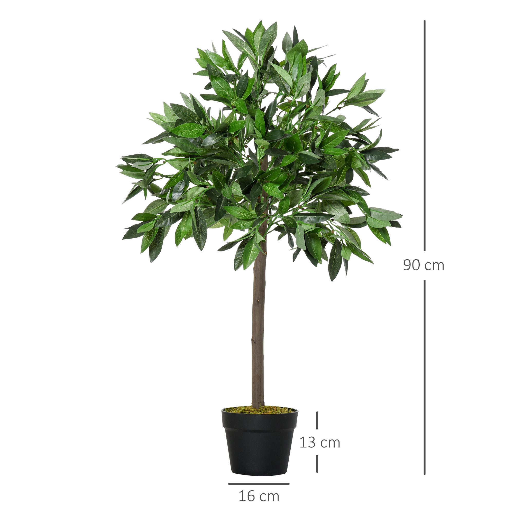 Set of 2 Artificial Laurel Trees, 90 cm Artificial Plants in Cement Pots, Indoor Plant, Artificial Plants for Indoor, Outdoor, Decorative Plants, Green