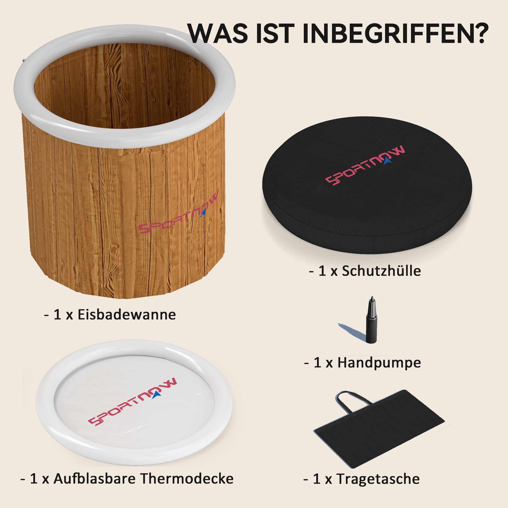 SPORTNOW Ice Bath Ø80cm Folding Ice Bath Tub Inflatable Ice Bucket with 6 Insulating Layers Cover, Carrying Bag, Portable Complete Set Adults Mobile Outdoor Ice Bath Tub for Athletes Beginners