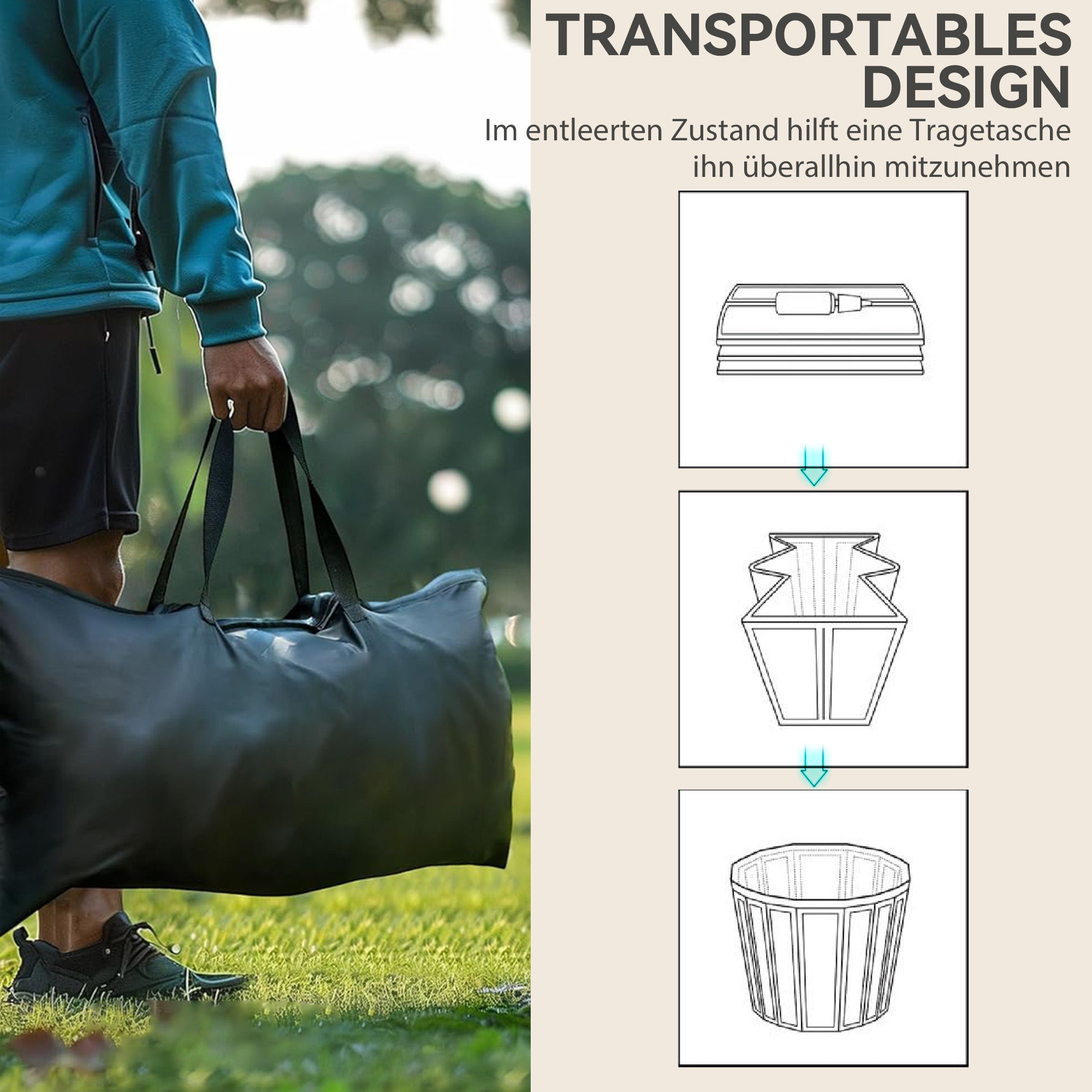 SPORTNOW Ice Bath Ø80cm Folding Ice Bath Tub Inflatable Ice Bucket with 6 Insulating Layers Cover, Carrying Bag, Portable Complete Set Adults Mobile Outdoor Ice Bath Tub for Athletes Beginners