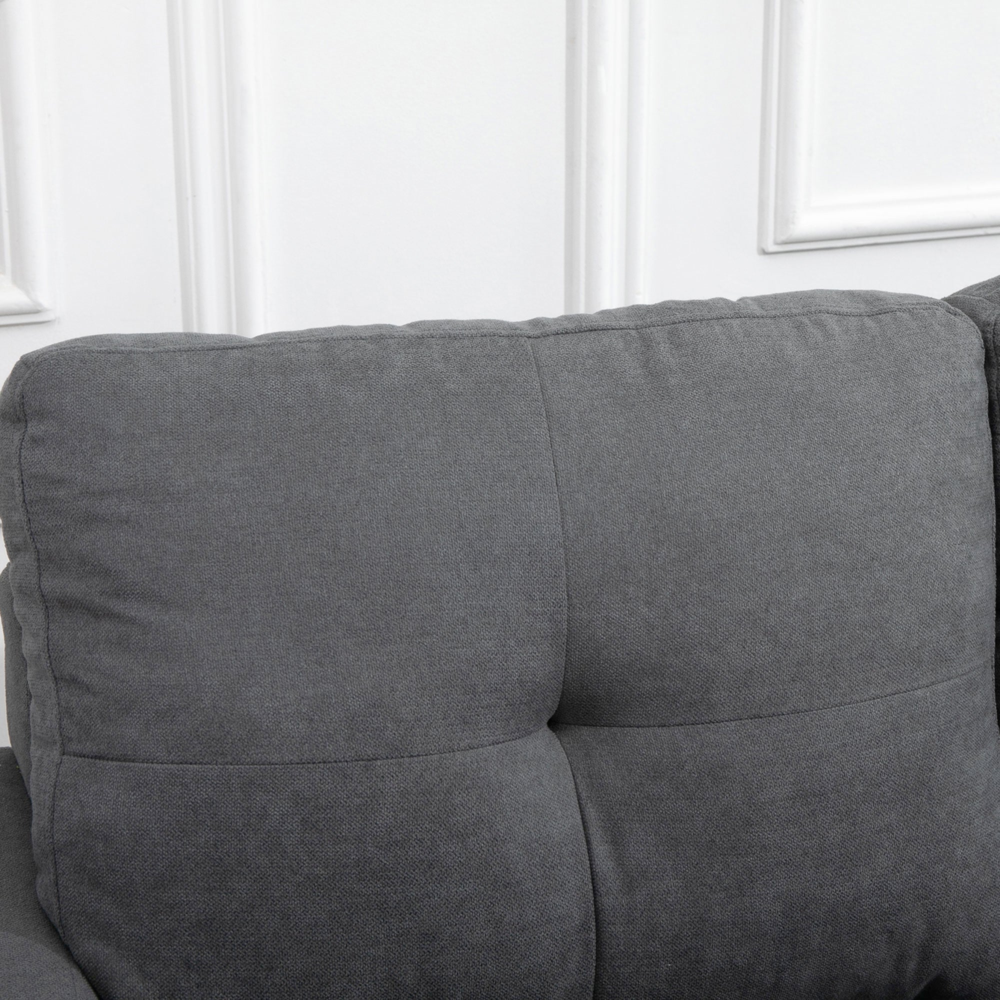 L-Shaped Fabric Sofa, Linen-Style Couch Set with Chaise Longue for 3 People, Corner Couch for Living Room, Dark Gray, 193 x 136 x 85 cm