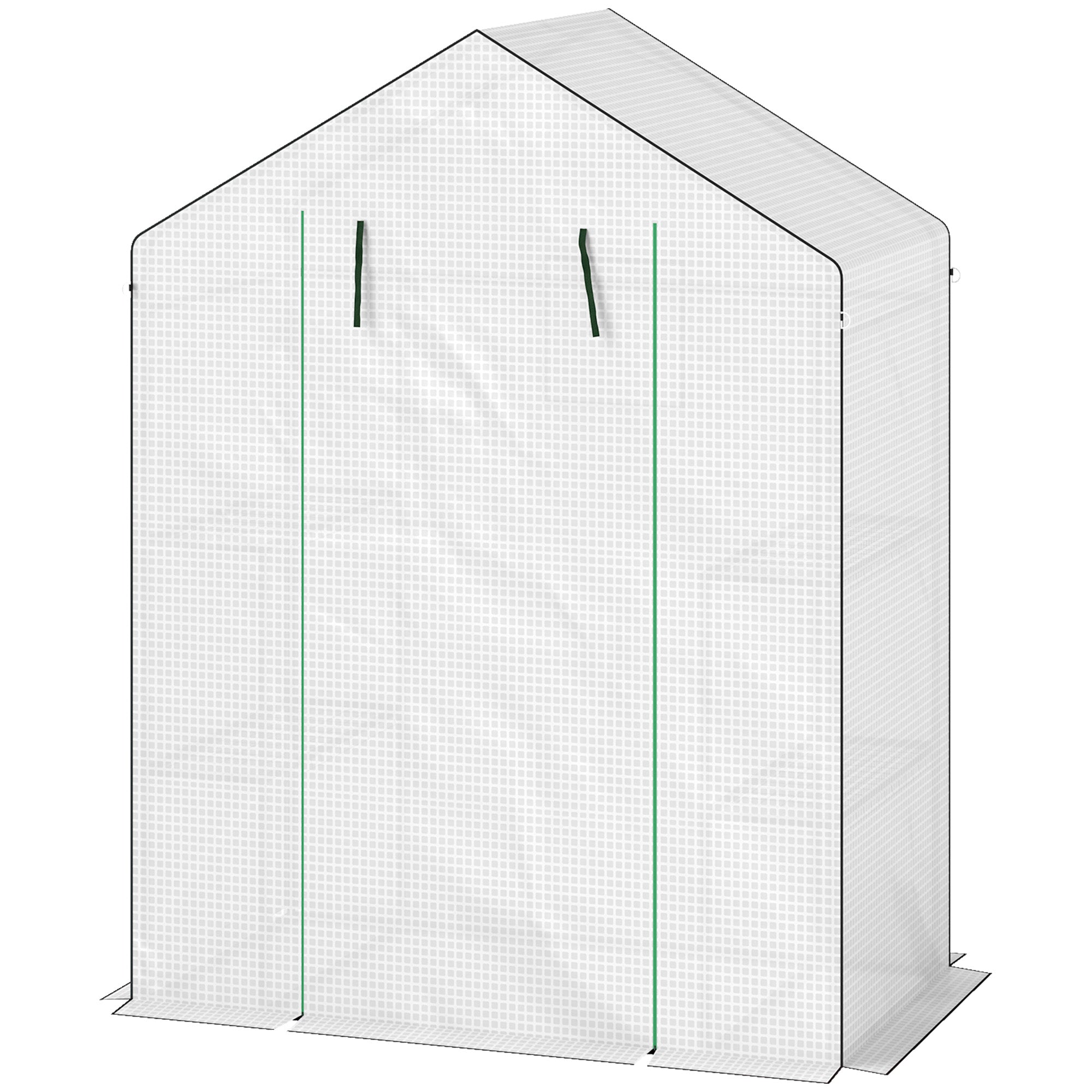 PE Garden Greenhouse with 3-Tier Shelves, Balcony Greenhouse, Reinforced 135 g/m² Tarpaulin, Steel Frame, Roll-Up Zippered Door, for Vegetables Plants Flowers, 140x73x190 cm, White