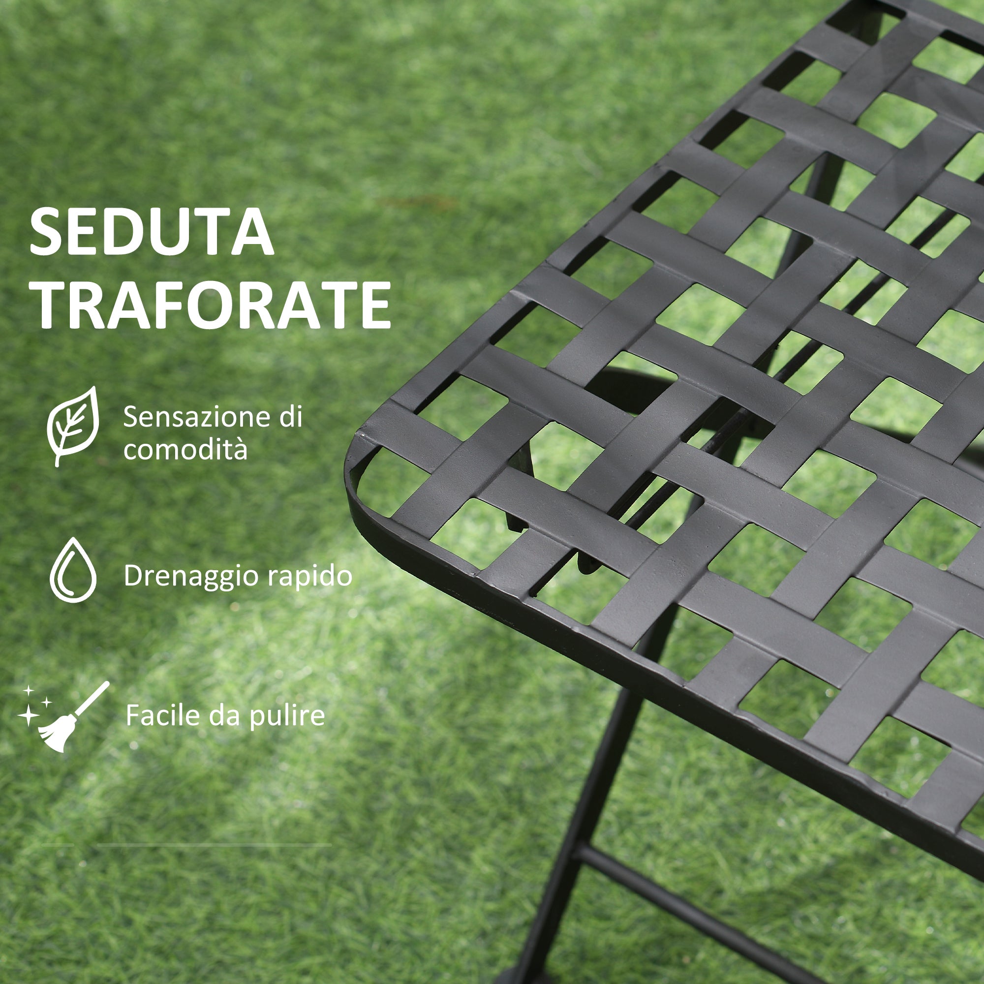 3-Piece Garden Set with Mosaic, Round Outdoor Table with 2 Folding Metal Chairs, Blue