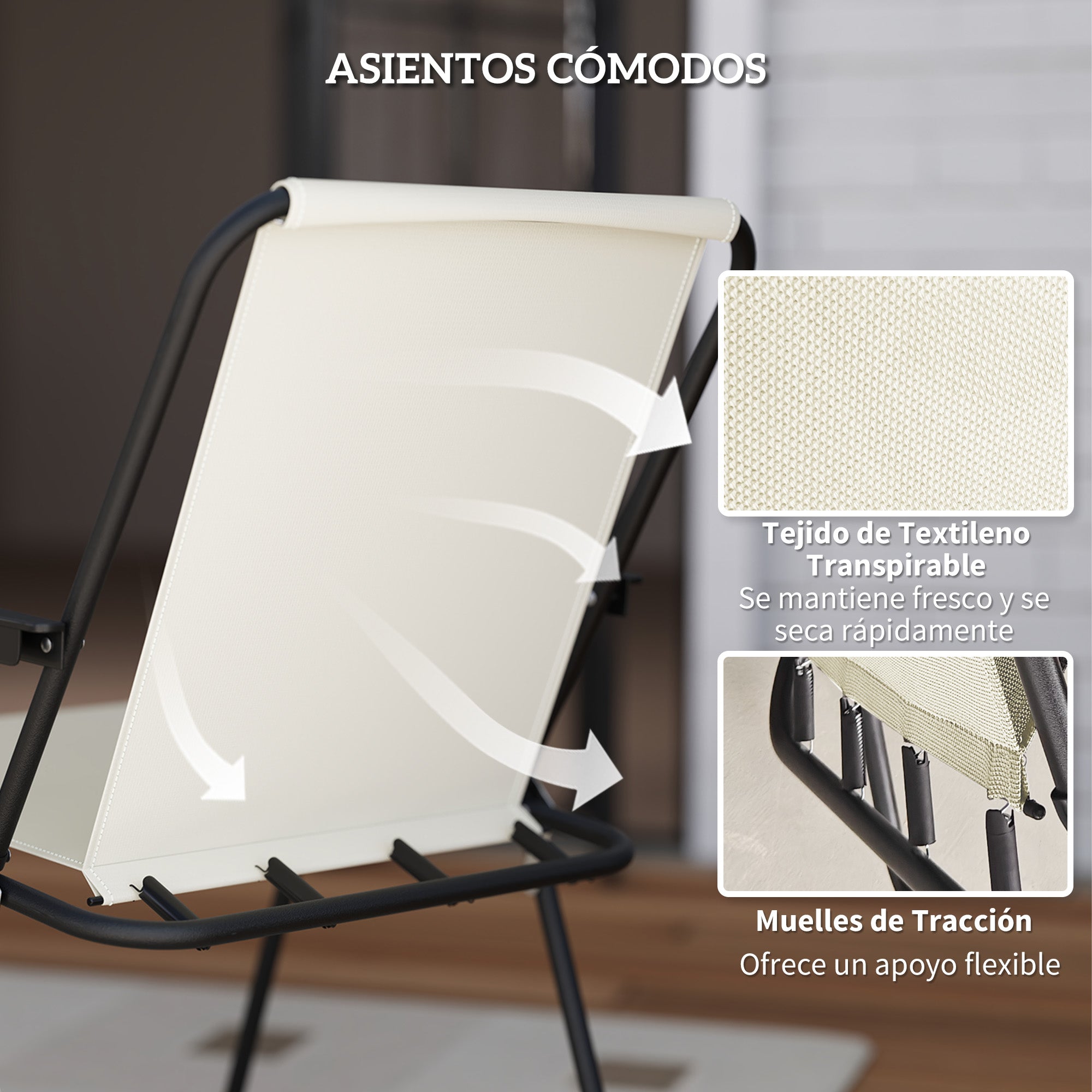 6-Piece Garden Table and Chairs Set Outdoor Furniture with 4 Folding Chairs Glass Table and Umbrella for Patio Cream