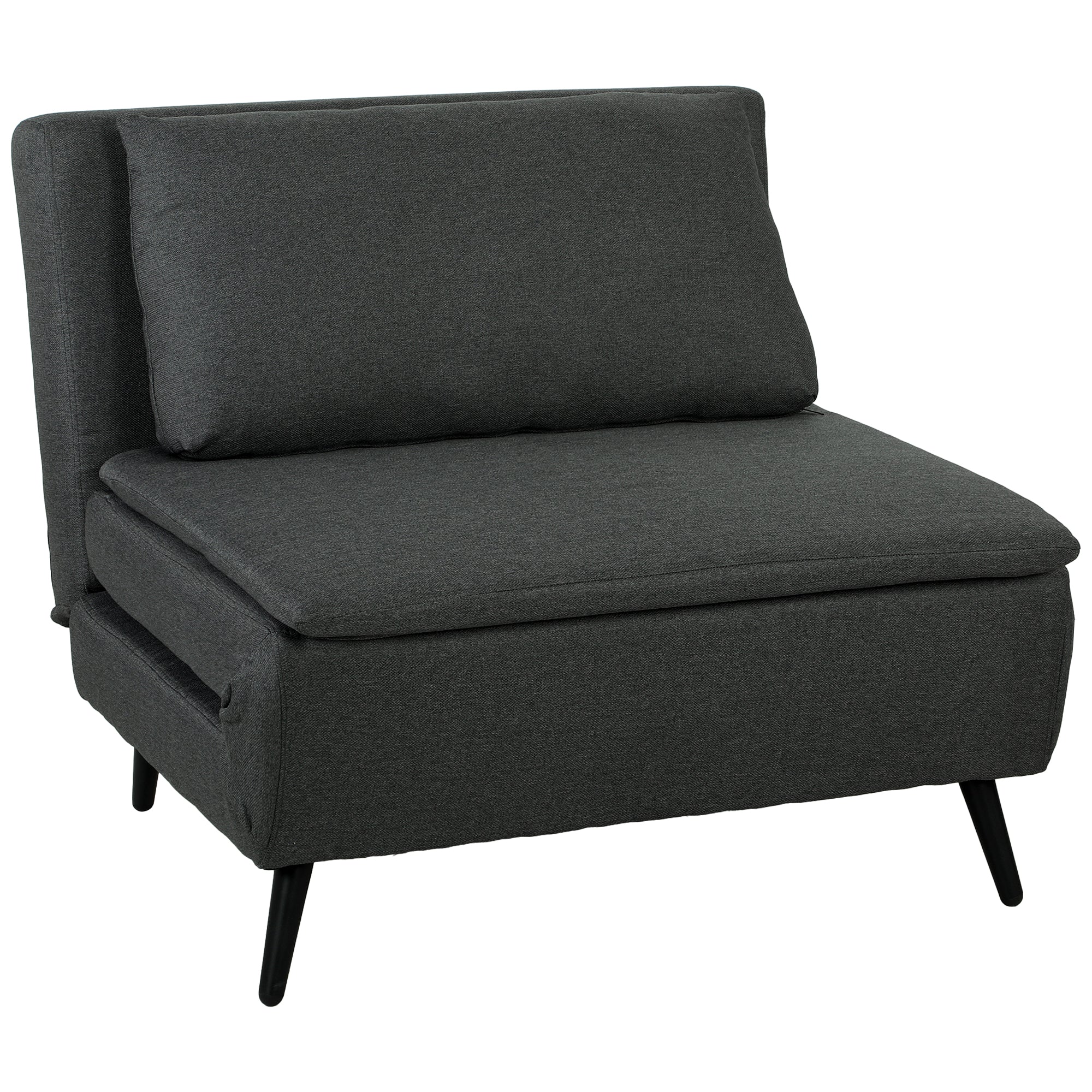 3-in-1 Sleeper Chair with Bed Function, Foldable Recliner with Adjustable Backrest, Lumbar Pillow, Linen-Look Sofa Bed for Living Room or Bedroom, Dark Gray