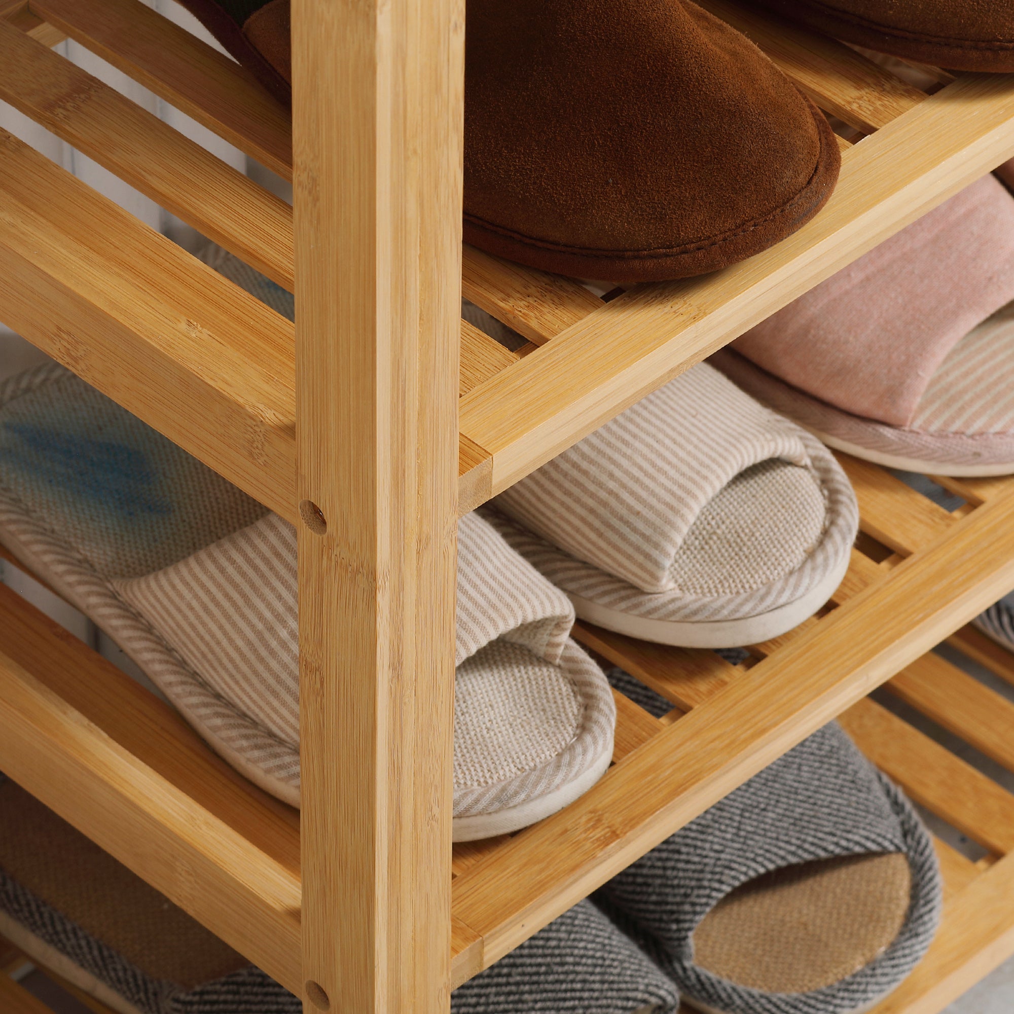 Shoe Rack, Shoe Stand with 5 Levels, Shoe Organizer for max. 20 Pairs of Shoes, Shoe Shelf for Entryway, Hallway, Bamboo, 80 x 29 x 82 cm, Natural
