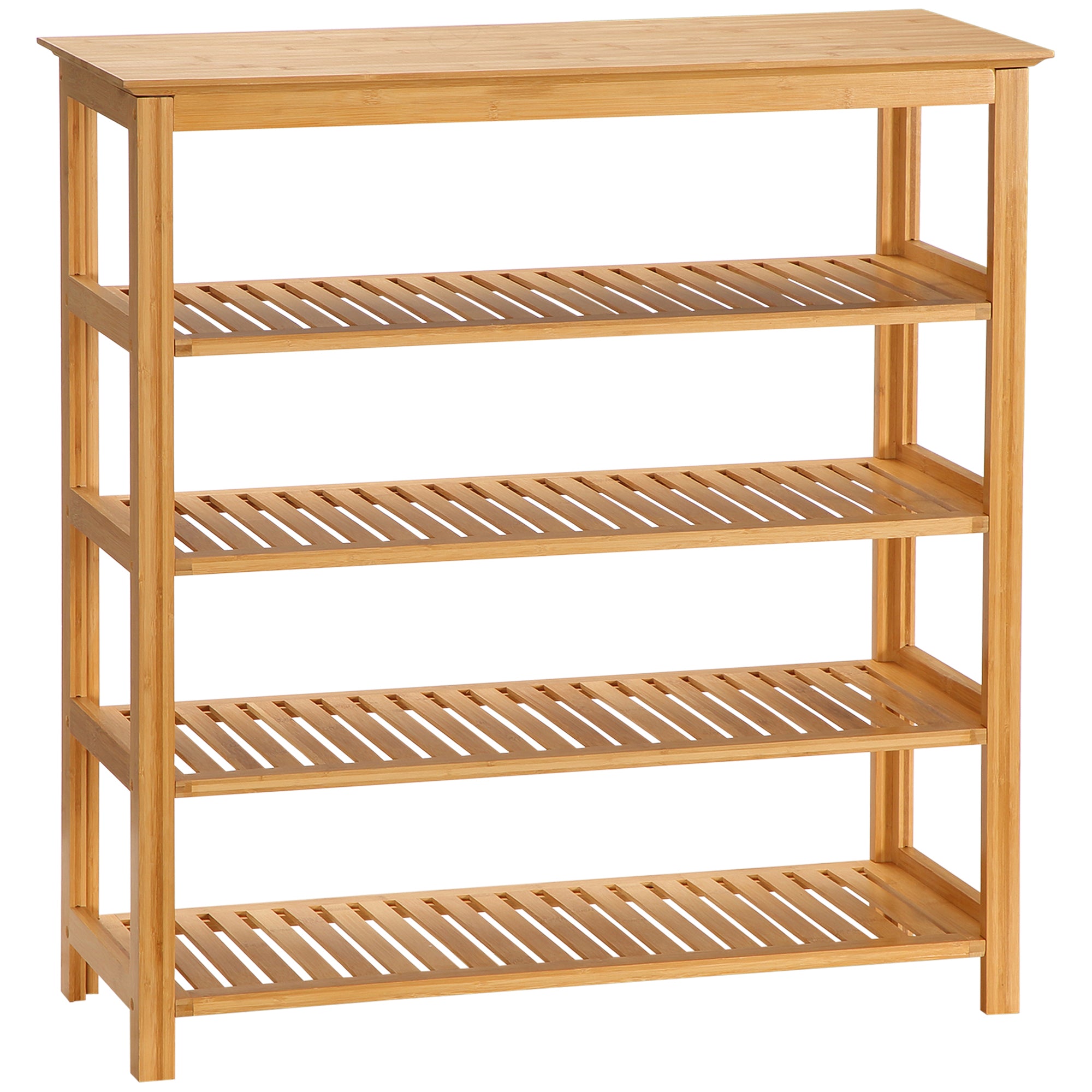 Shoe Rack, Shoe Stand with 5 Levels, Shoe Organizer for max. 20 Pairs of Shoes, Shoe Shelf for Entryway, Hallway, Bamboo, 80 x 29 x 82 cm, Natural