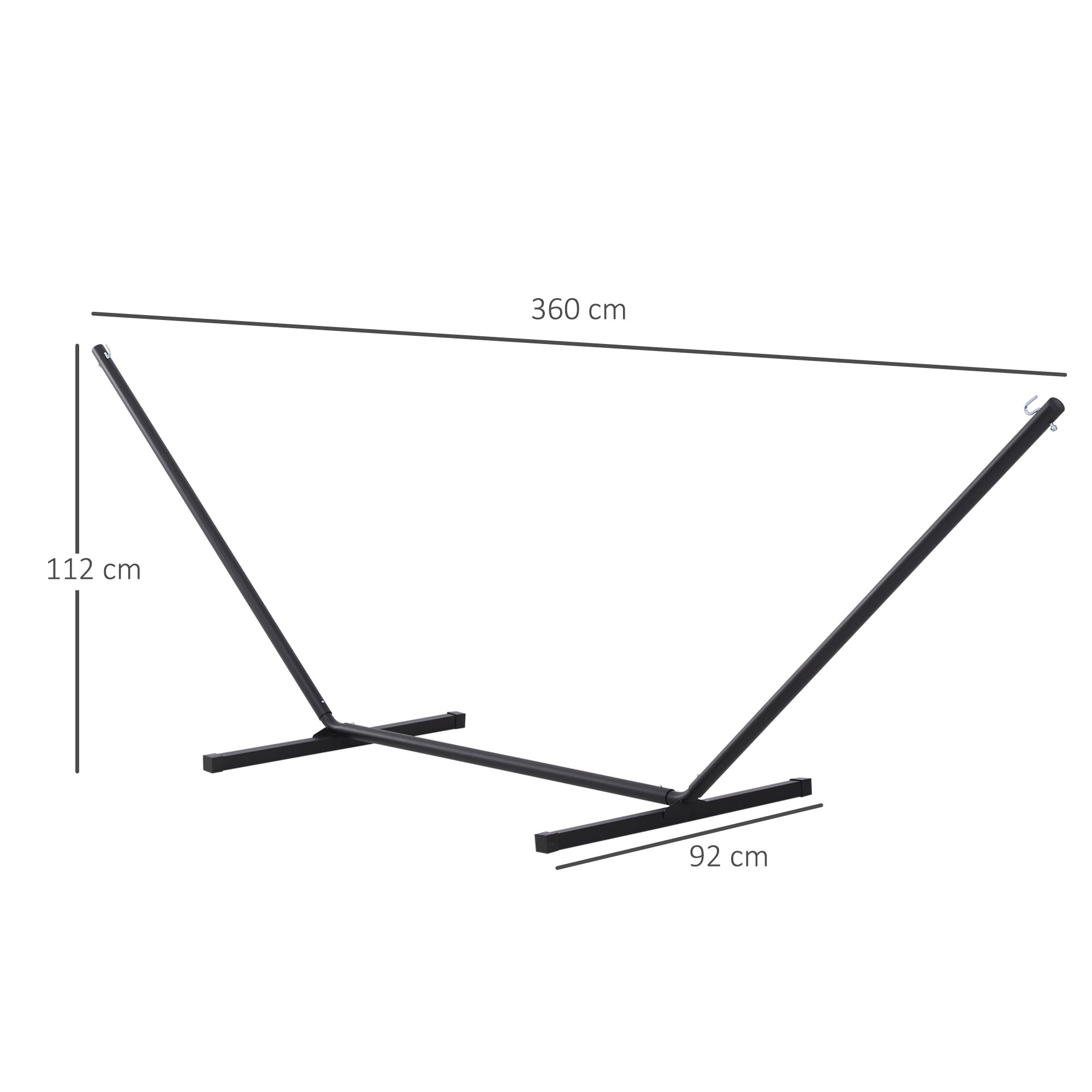 Hammock Stand for Hammocks Hammock Stand with Hooks Garden Beach Metal 360 x 92 x 112 cm up to 120 kg