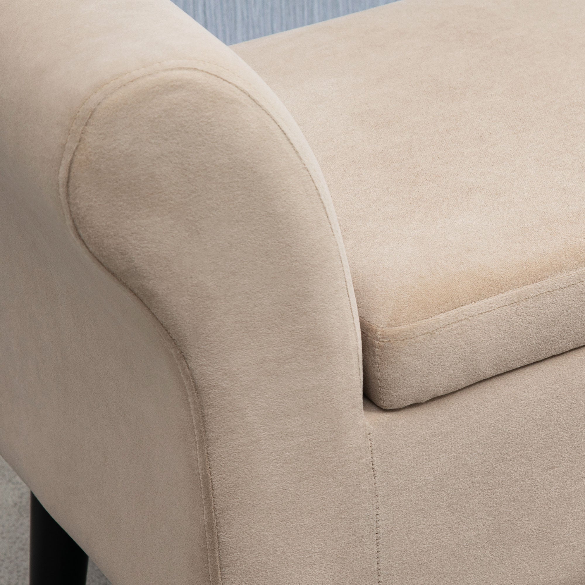 Upholstered Bench with Storage Bed Bench with Armrest for Hallway Bedroom Velvet Polyester 111.5 x 41 x 65 cm Beige