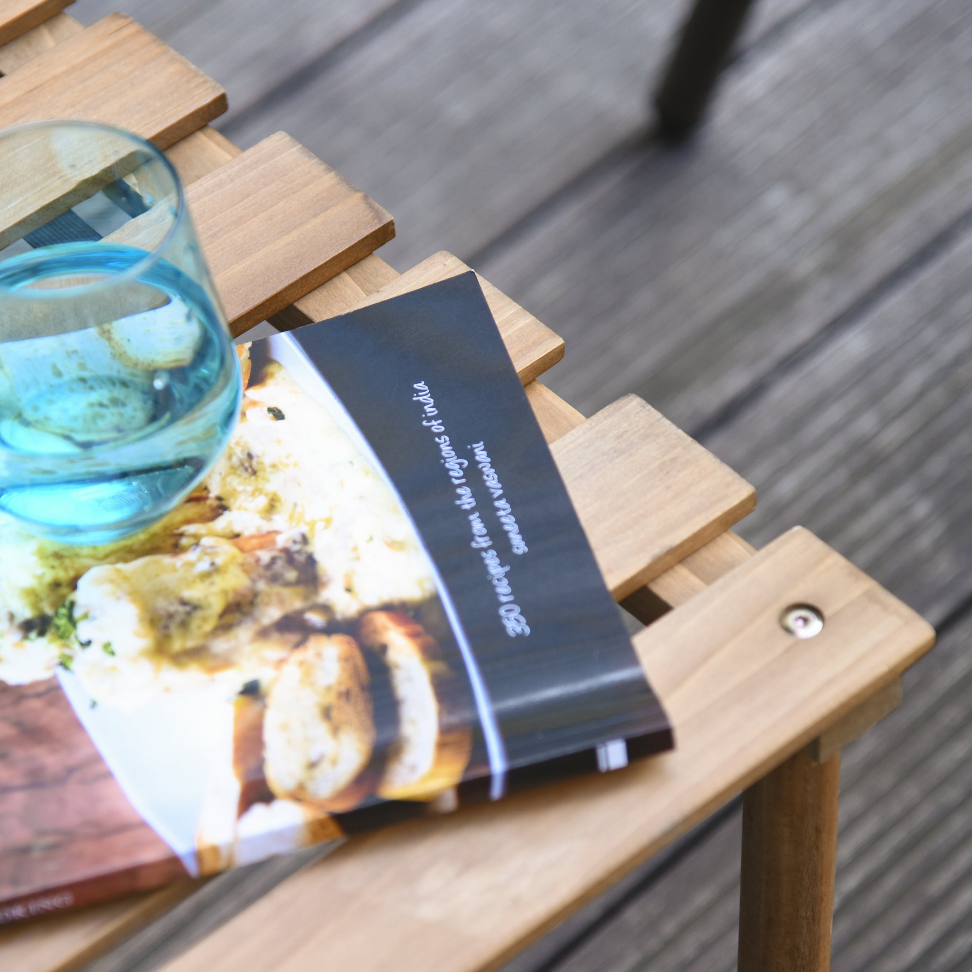 Foldable Garden Coffee Table Camping Table Slatted Plate 23"L x 23"W x 16"H Transport Bag Included Pre-Oiled Pine Wood Quick Assembly